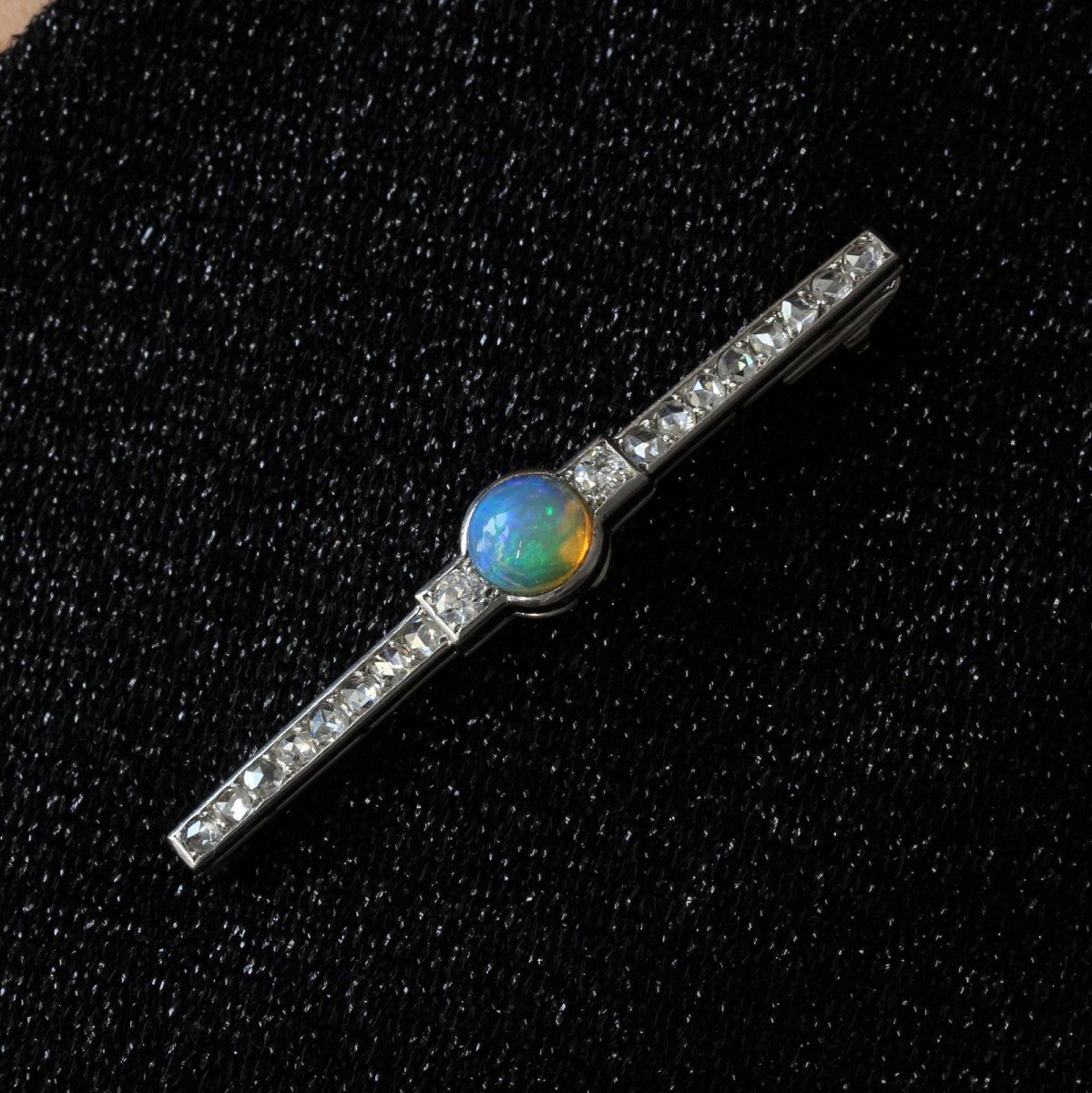 Old Opal And Art Deco Diamonds Brooch -photo-5