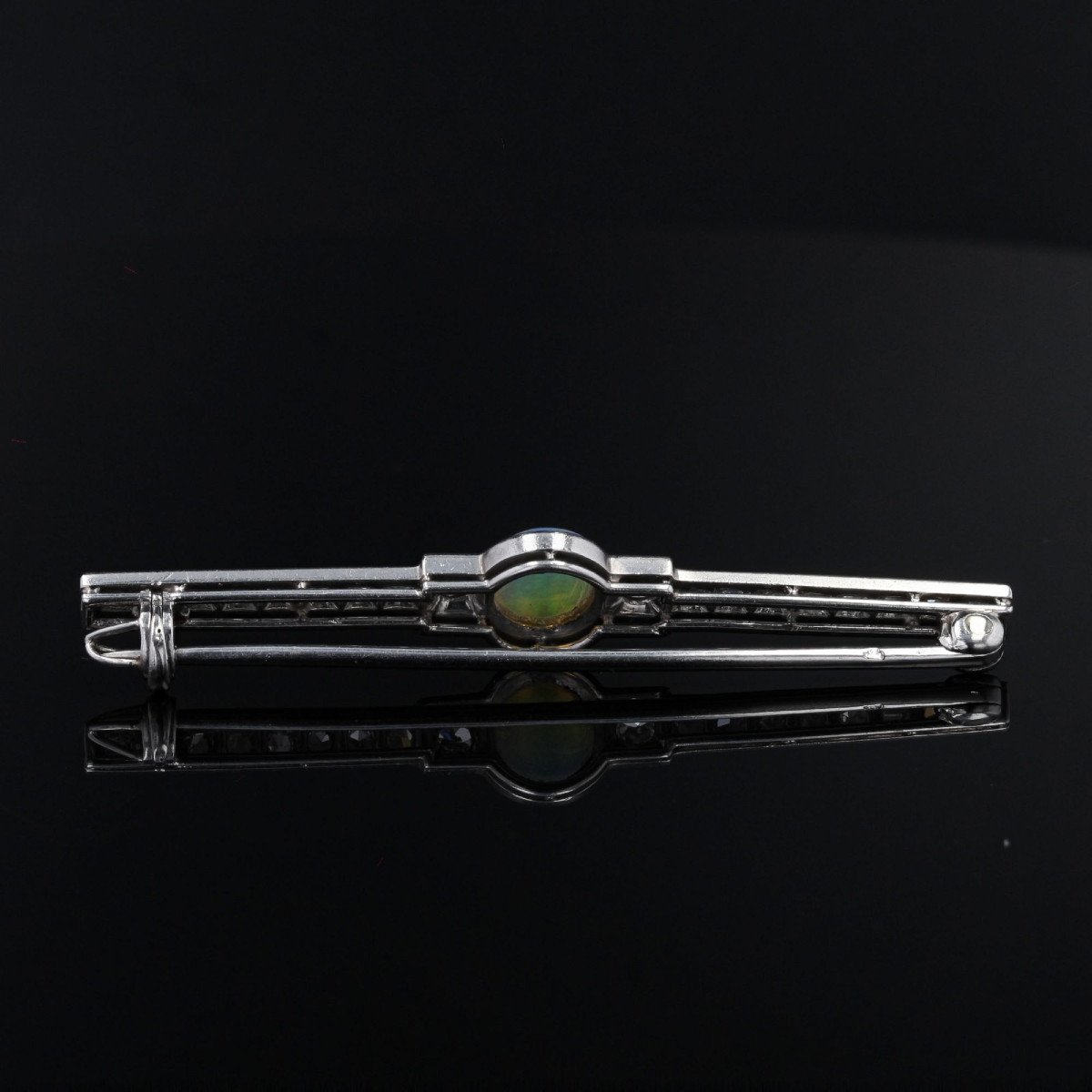 Old Opal And Art Deco Diamonds Brooch -photo-6