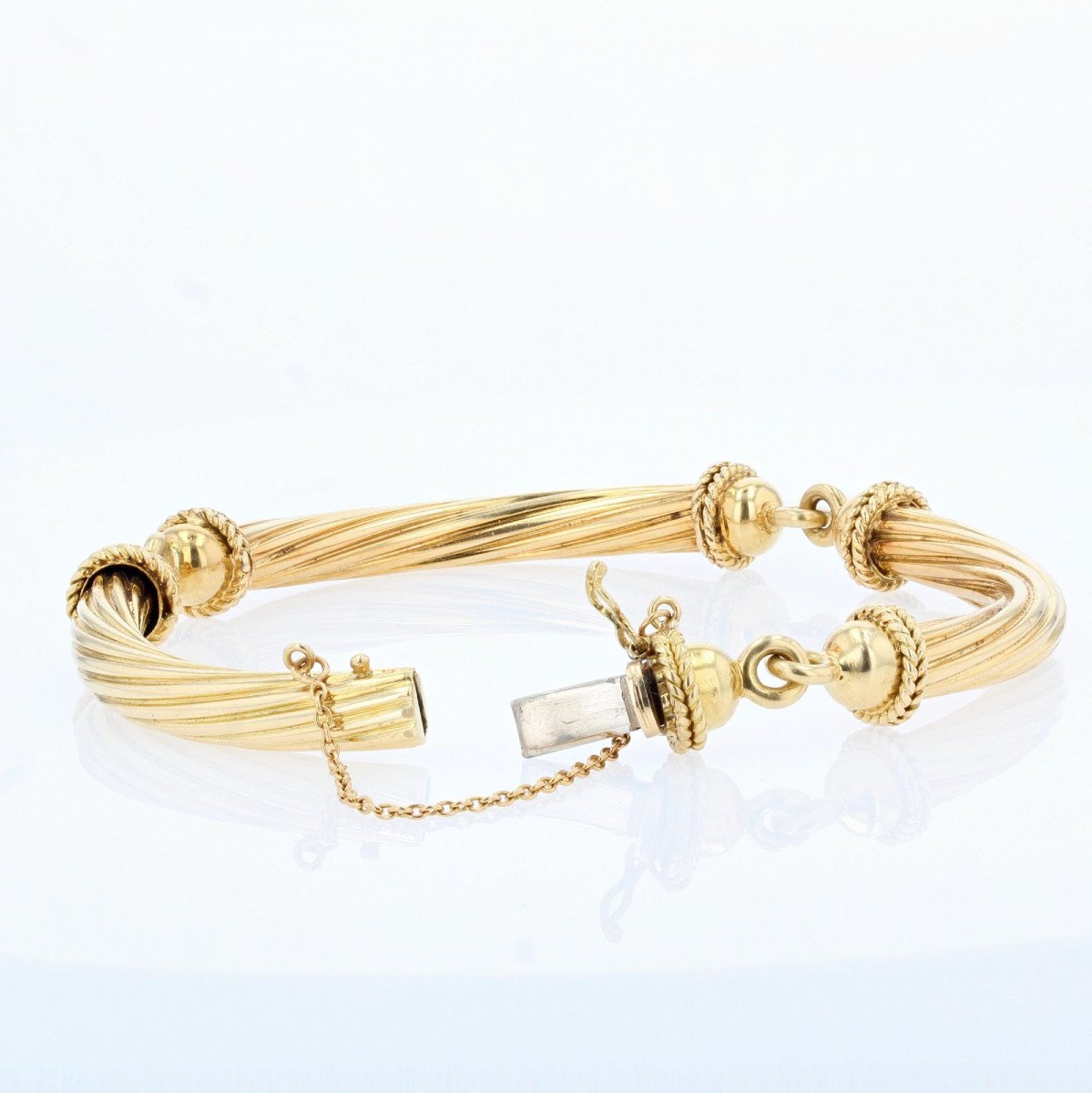 Articulated Bangle Gold Bracelet-photo-4