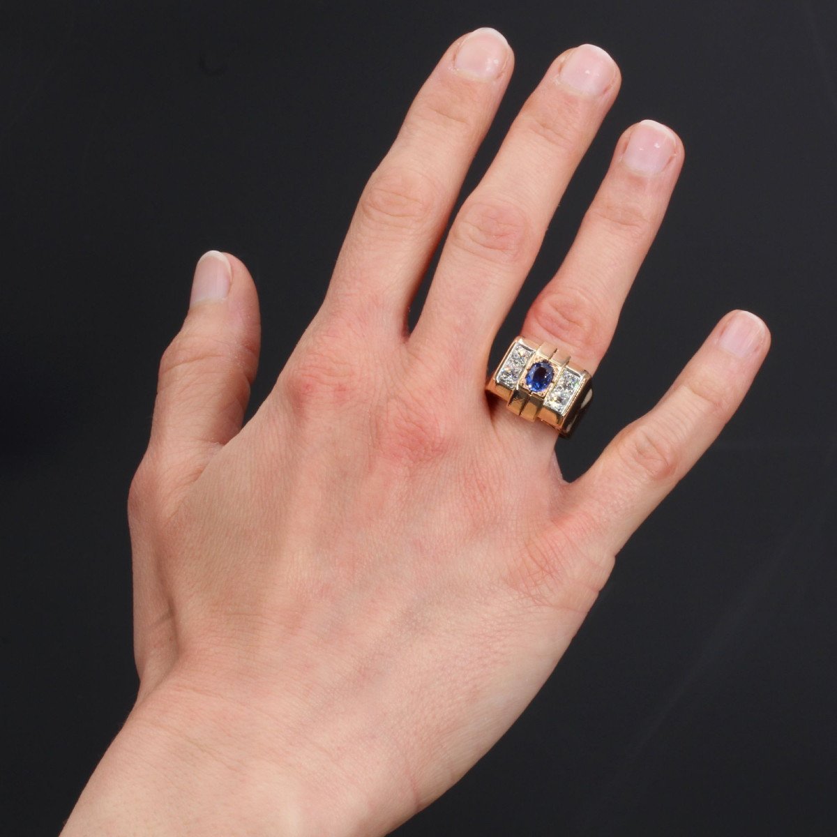 Tank Sapphire Diamond Ring-photo-2