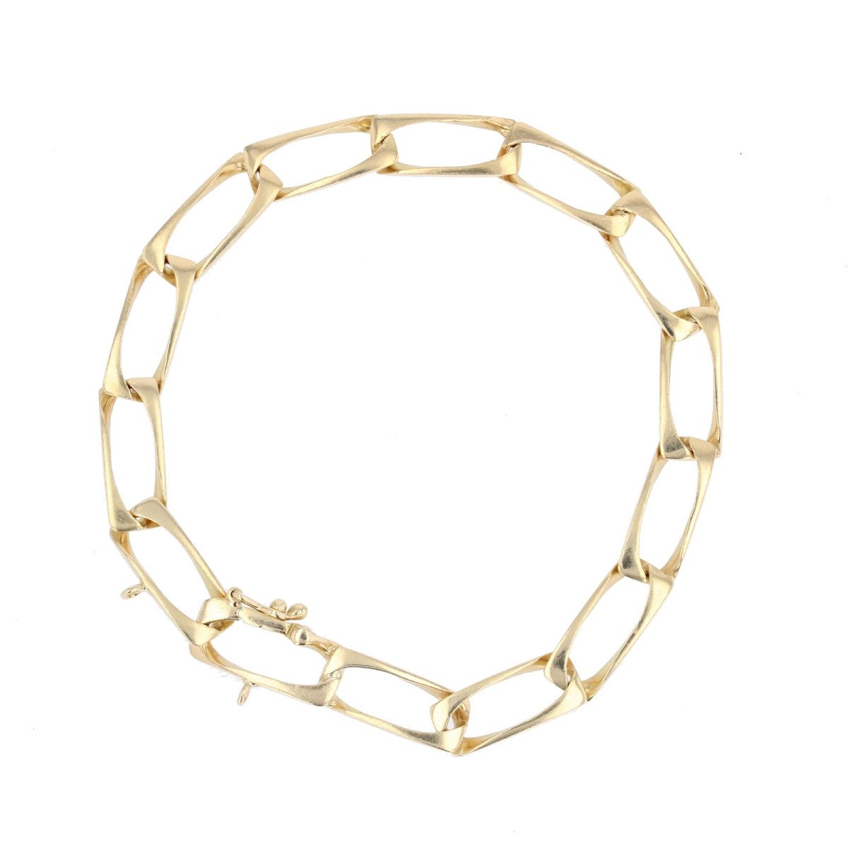 Yellow Gold Curb Bracelet Rectangular Links