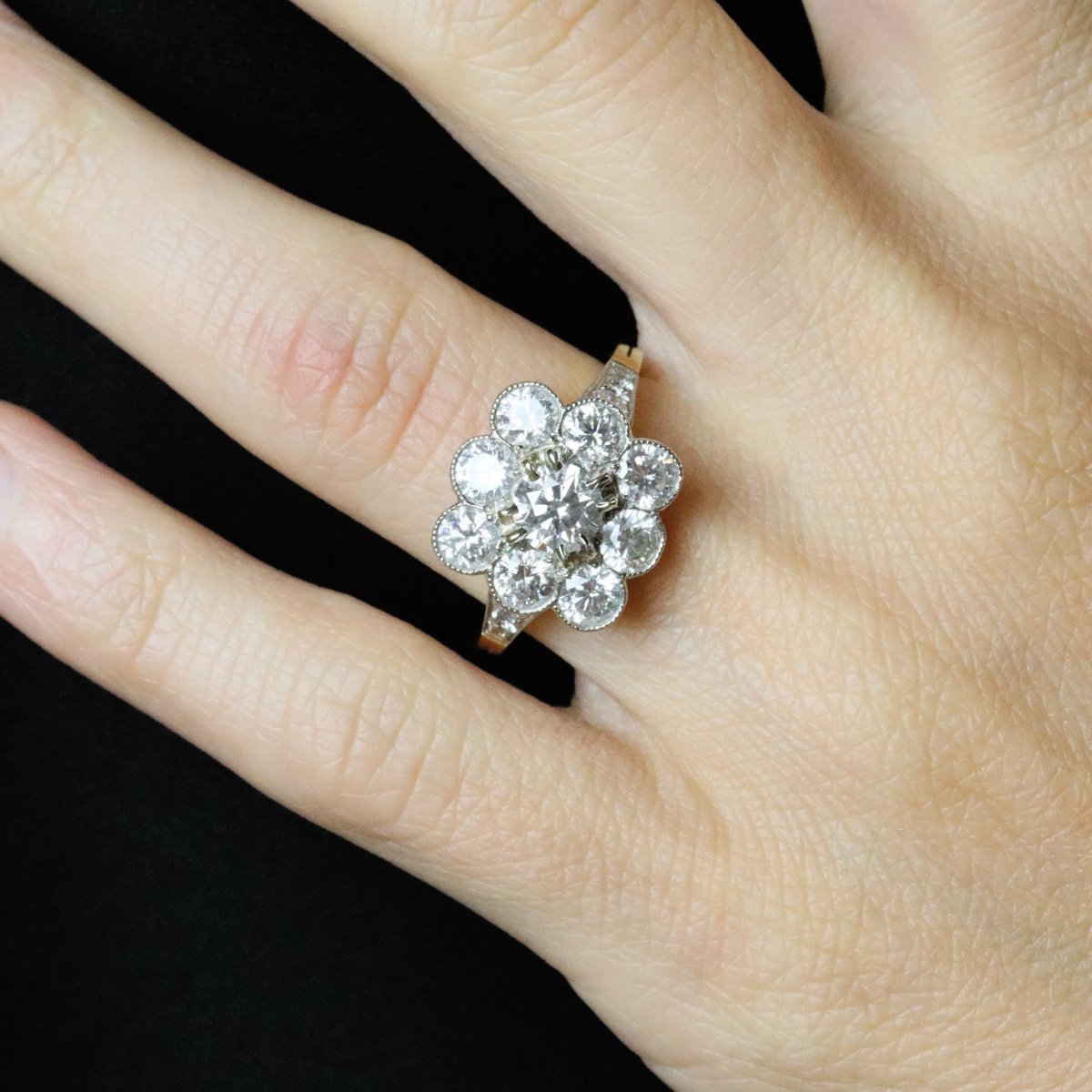 Marguerite Diamond Ring Platinum Gold-photo-2