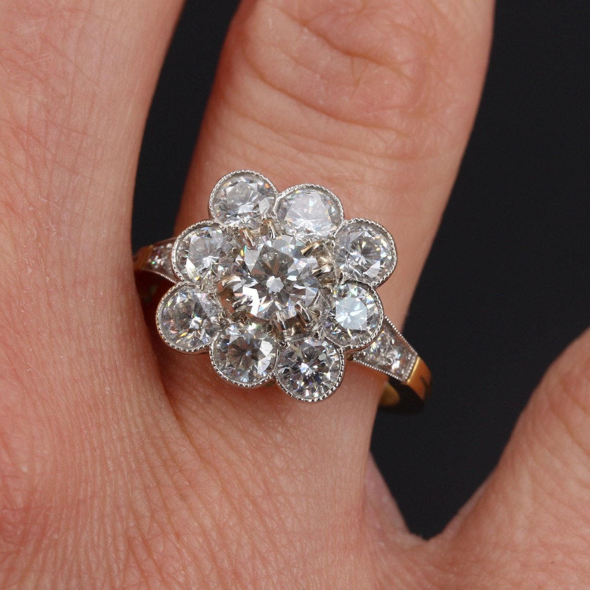 Marguerite Diamond Ring Platinum Gold-photo-1