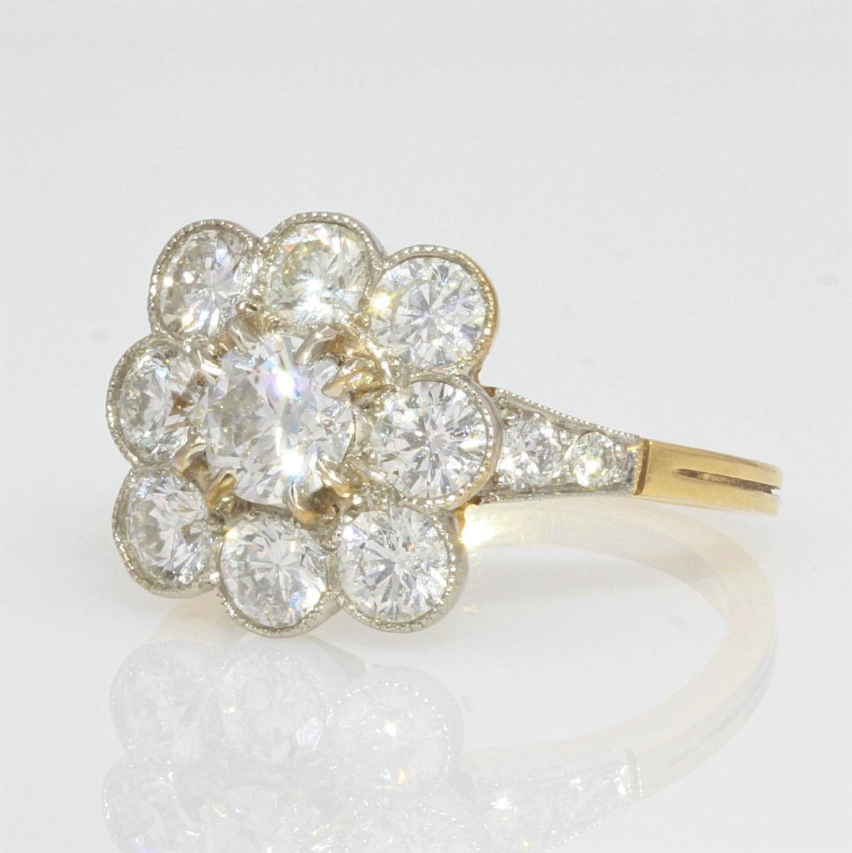 Marguerite Diamond Ring Platinum Gold-photo-2