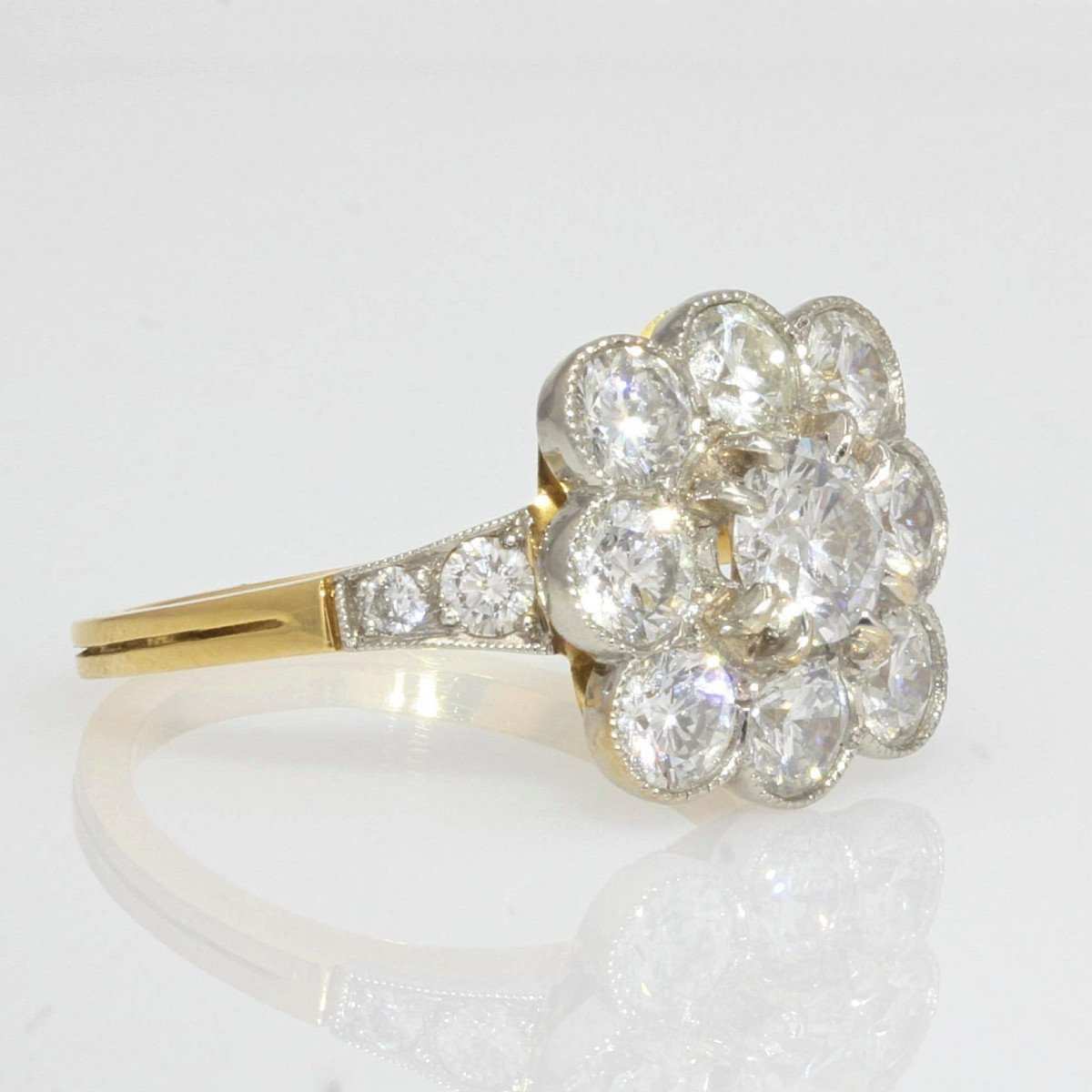 Marguerite Diamond Ring Platinum Gold-photo-4