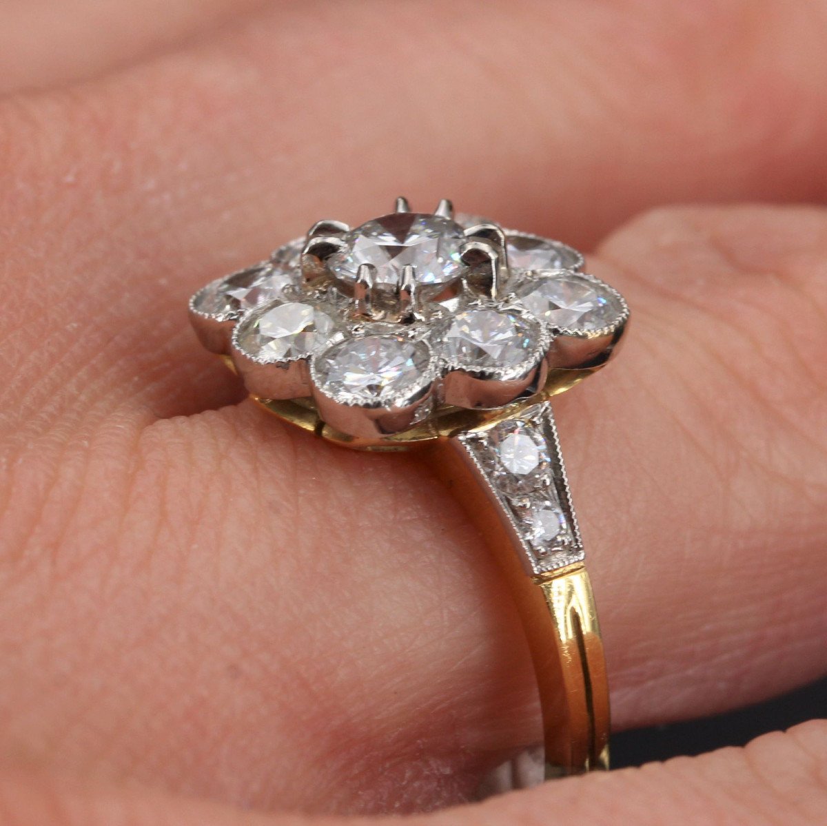 Marguerite Diamond Ring Platinum Gold-photo-5