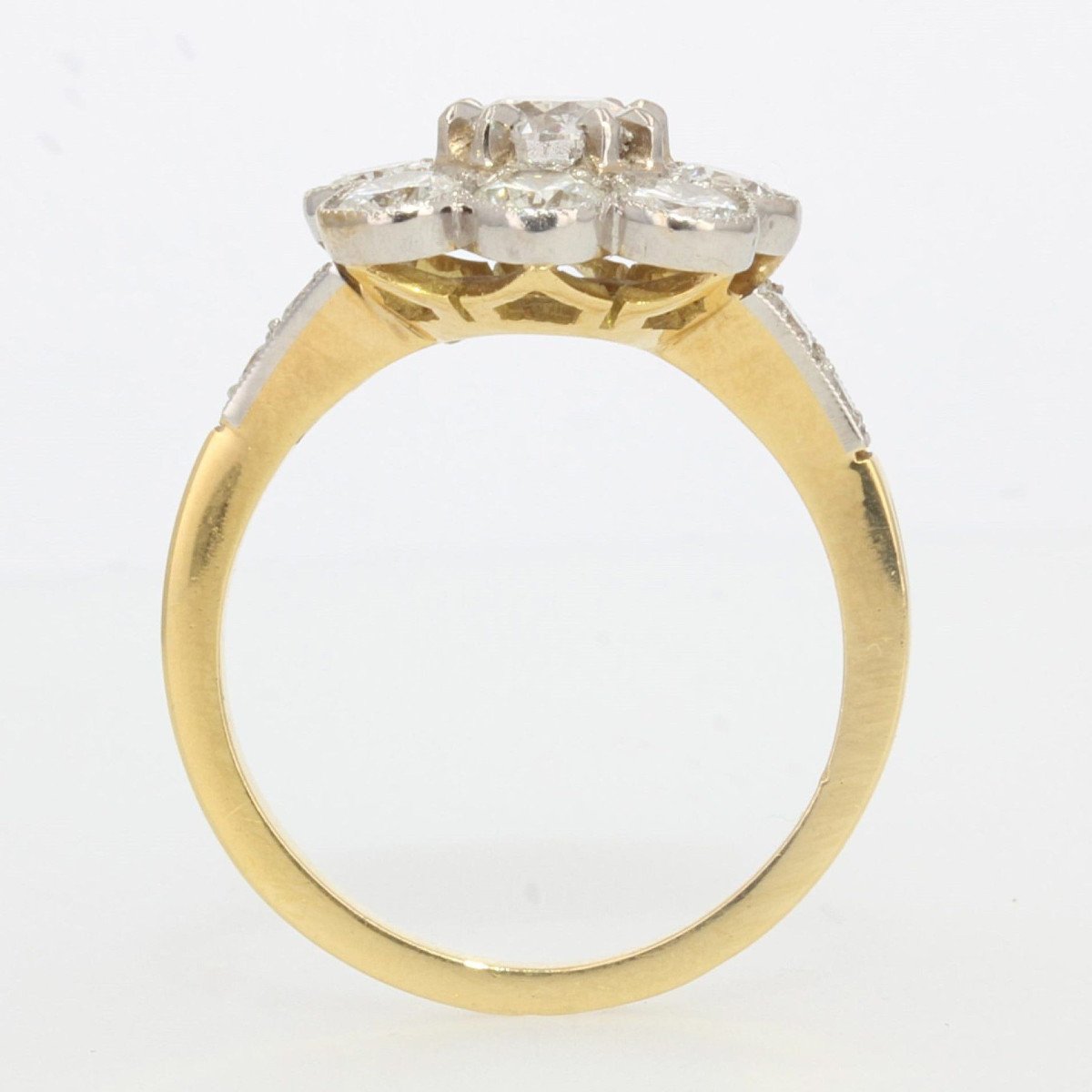 Marguerite Diamond Ring Platinum Gold-photo-6