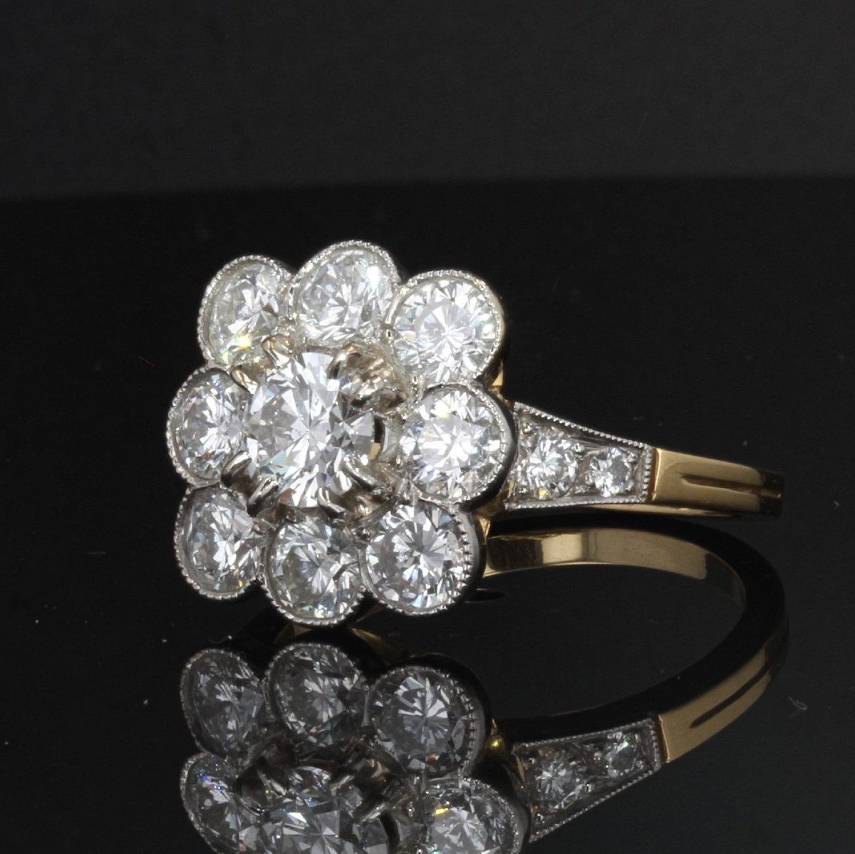 Marguerite Diamond Ring Platinum Gold-photo-1