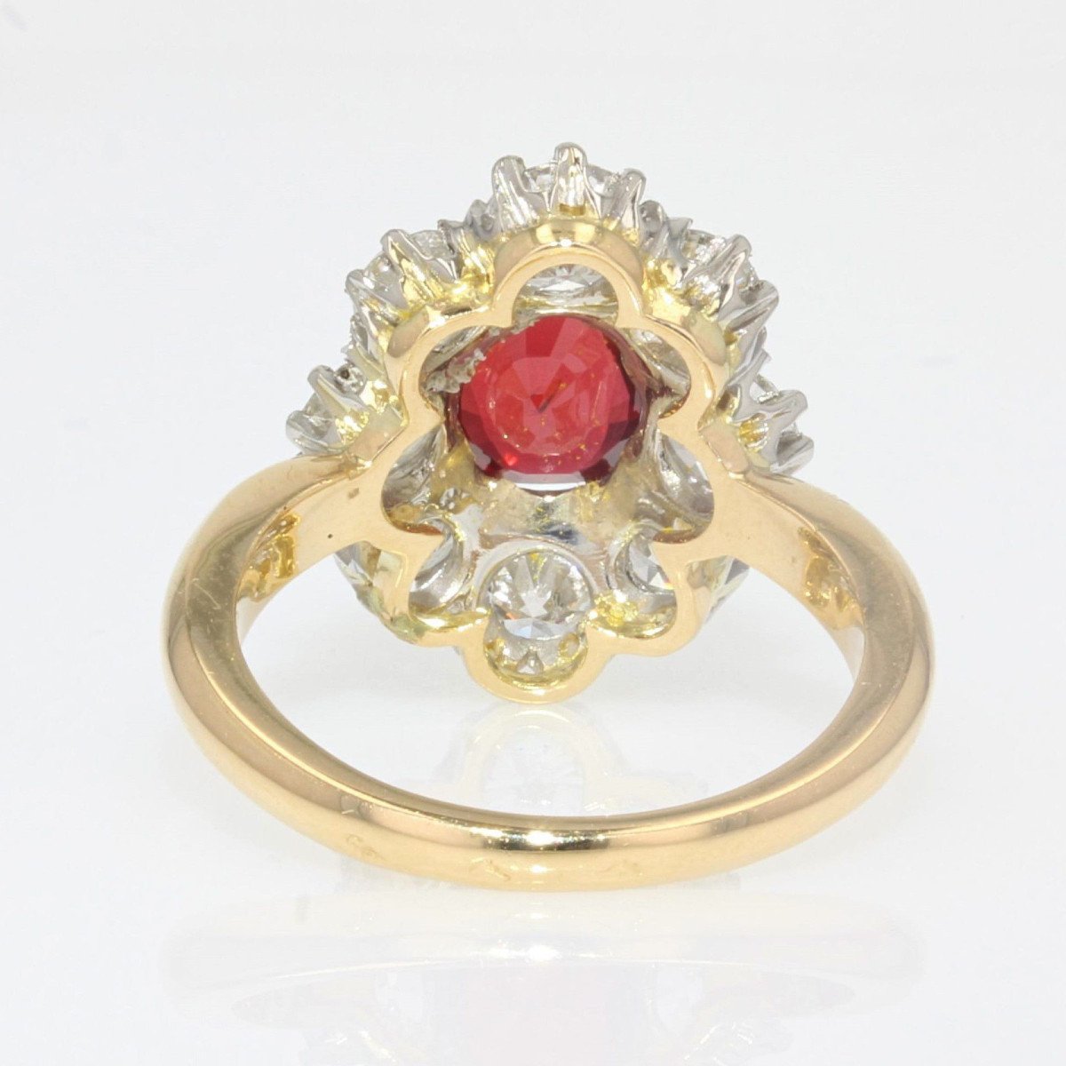 Daisy Ruby Diamond Ring Platinum Gold-photo-6