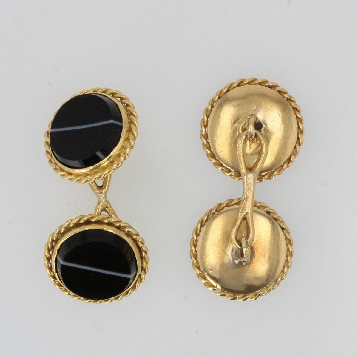 Gold And Ribbon Agate Cufflinks-photo-4