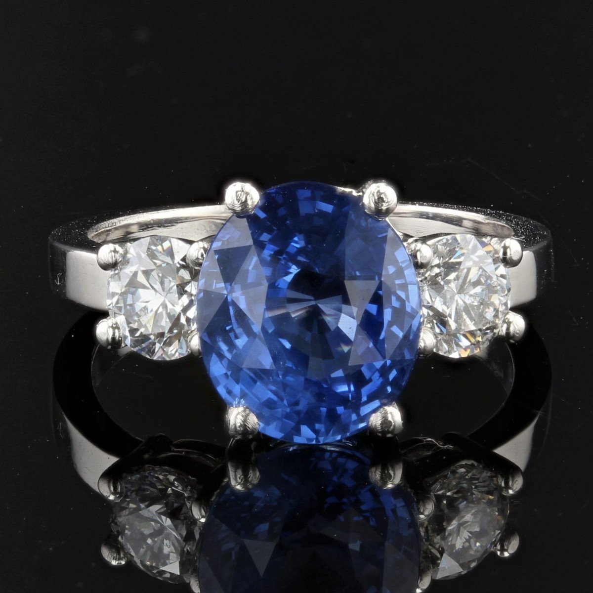 Bague Saphir Diamants Platine-photo-3