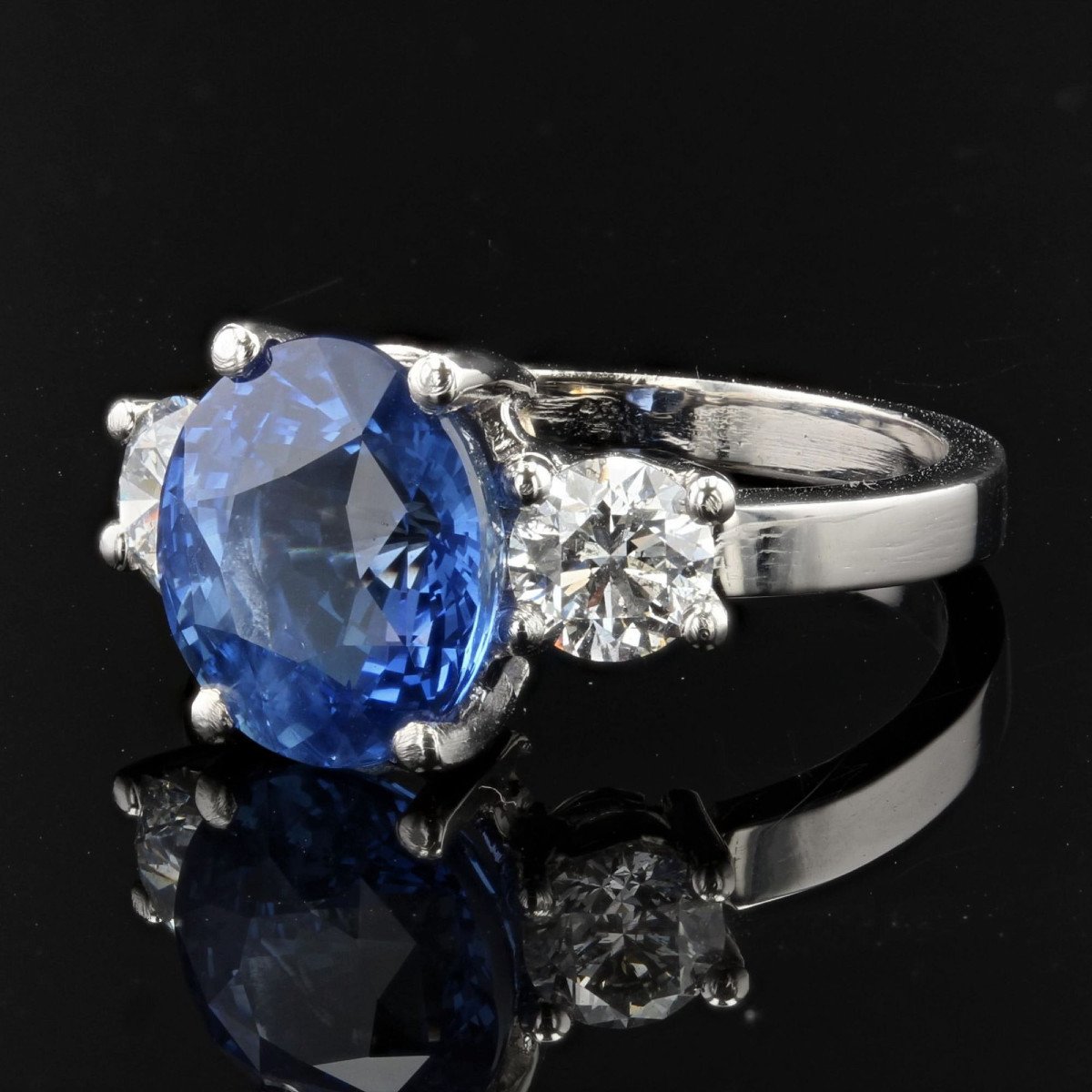 Bague Saphir Diamants Platine-photo-4