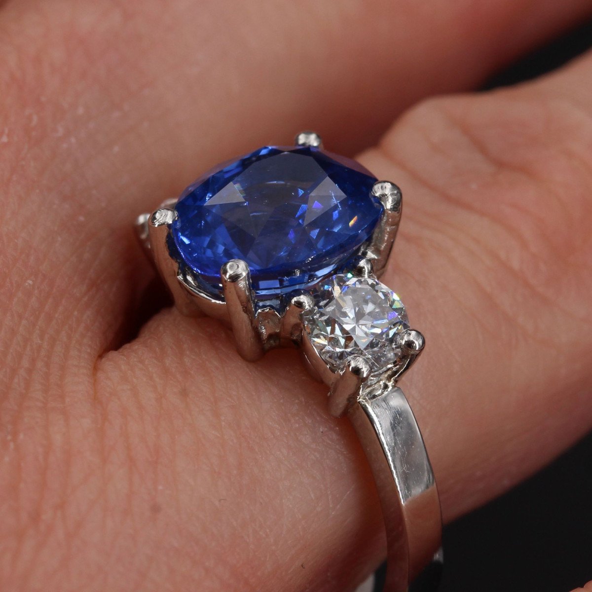 Bague Saphir Diamants Platine-photo-1