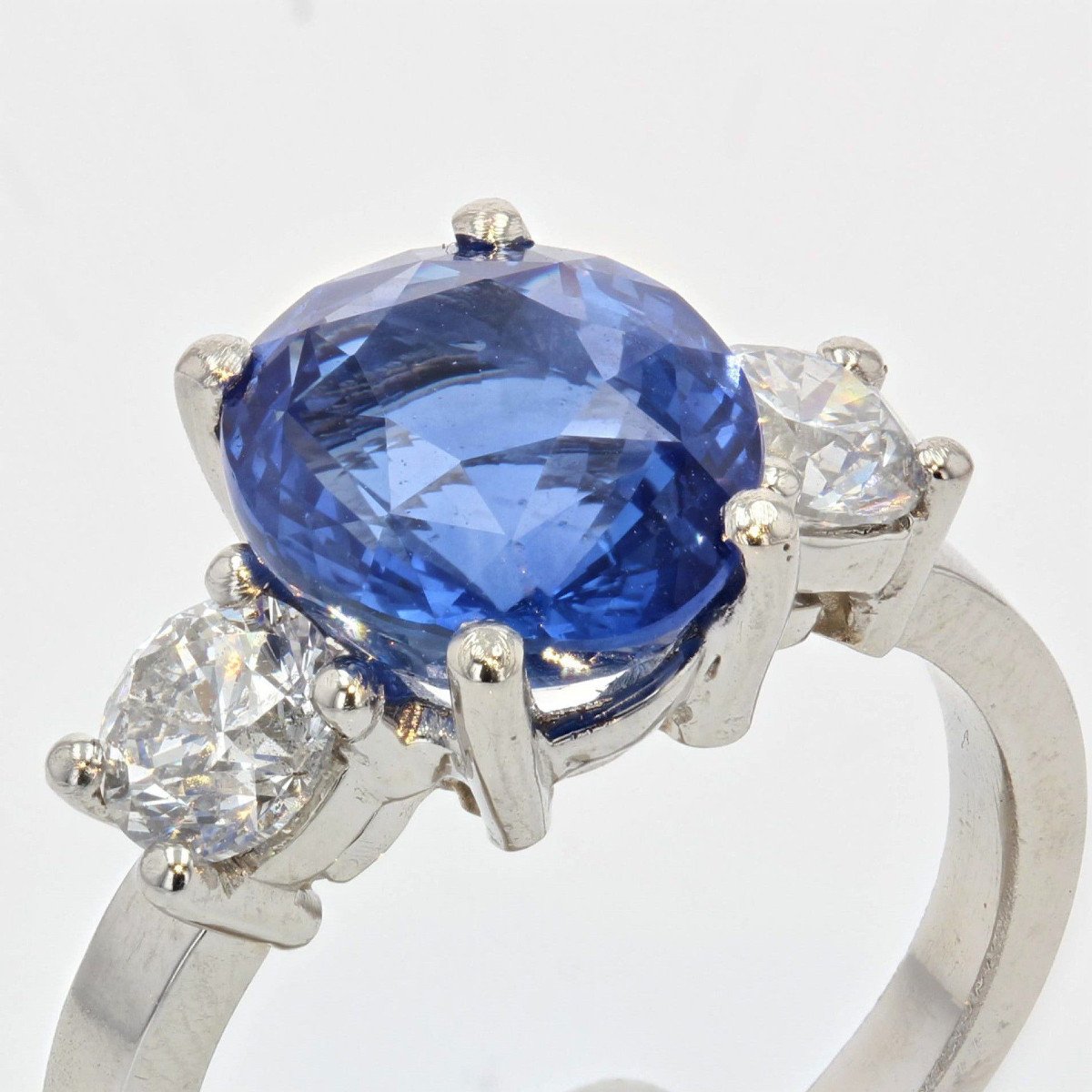 Bague Saphir Diamants Platine-photo-3