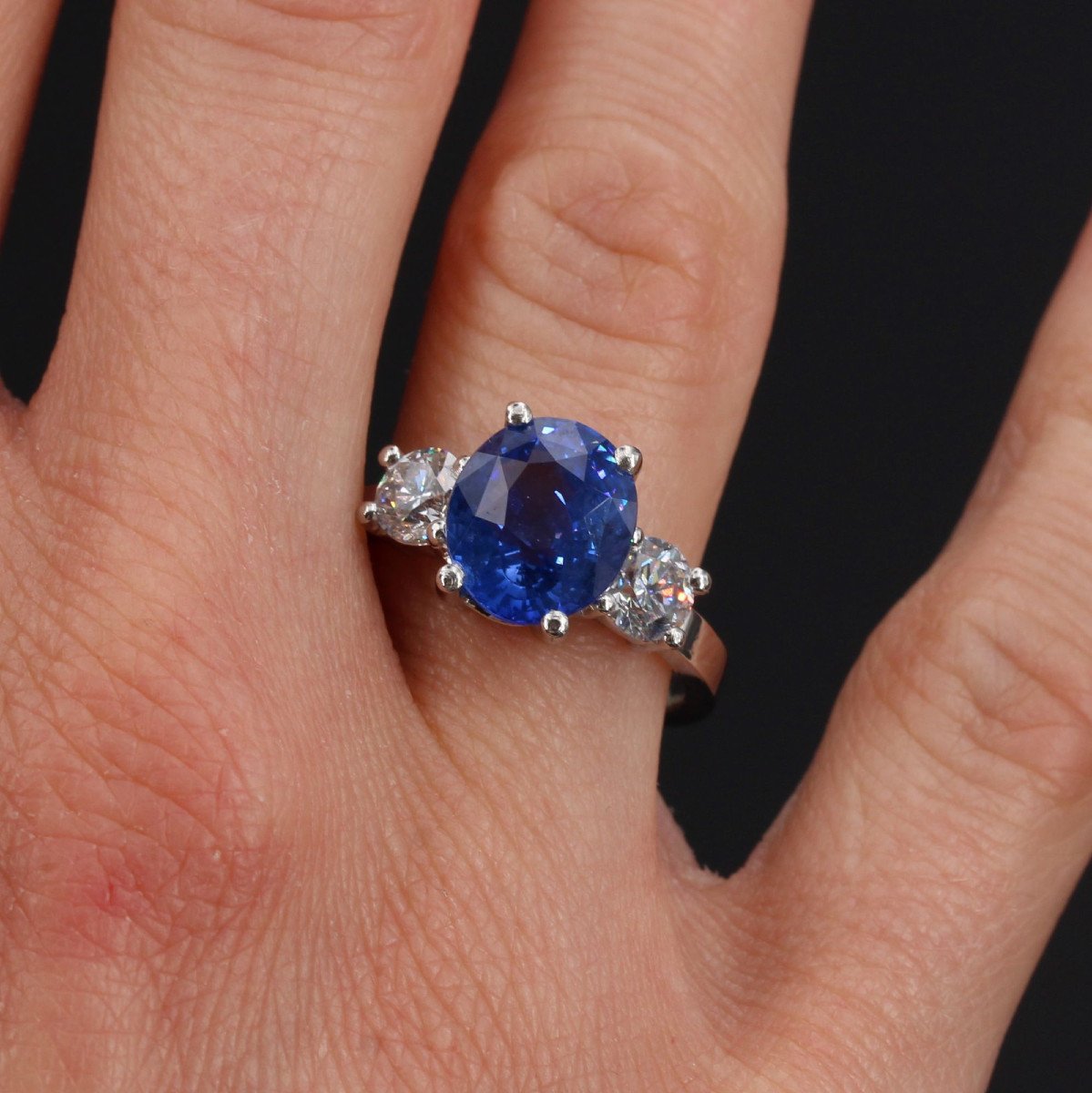 Bague Saphir Diamants Platine-photo-5