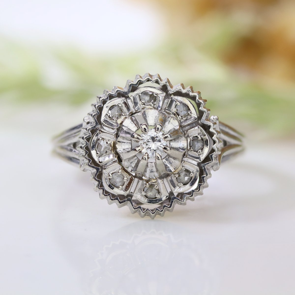 Bague Diamants Or Blanc Rétro-photo-3