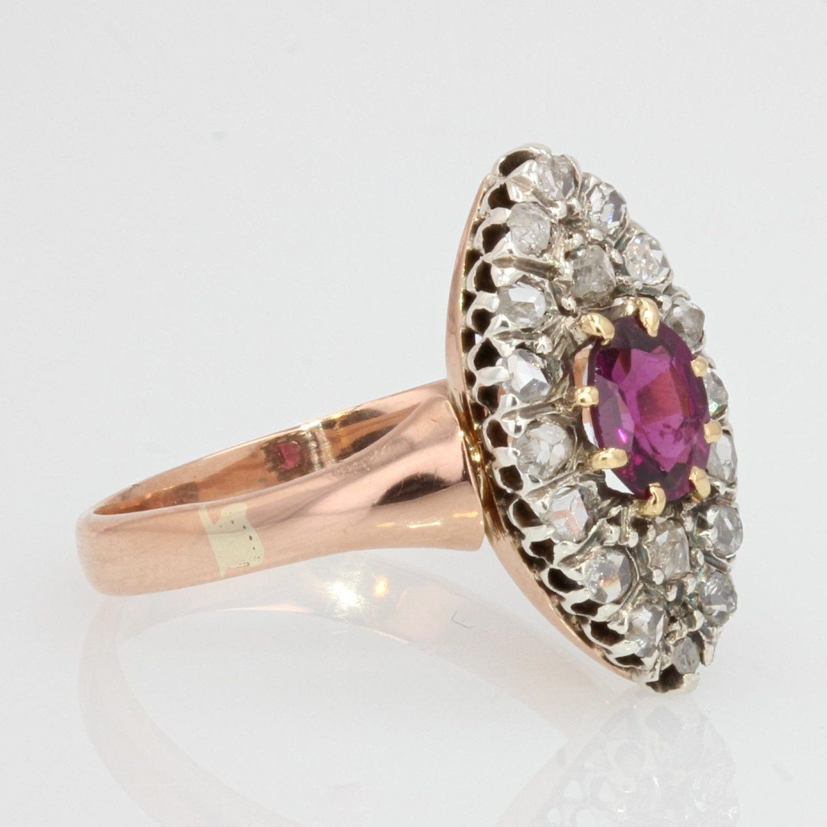 Antique Marquise Garnet And Diamonds Ring-photo-4