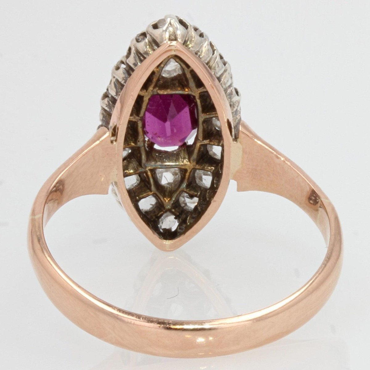 Antique Marquise Garnet And Diamonds Ring-photo-6