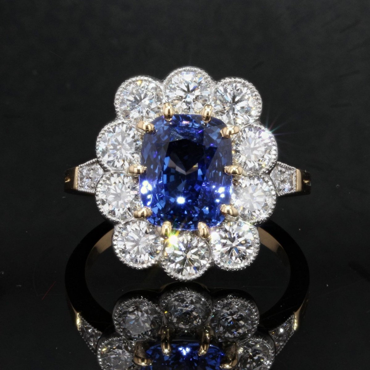 Bague Saphir Diamants Pompadour-photo-3