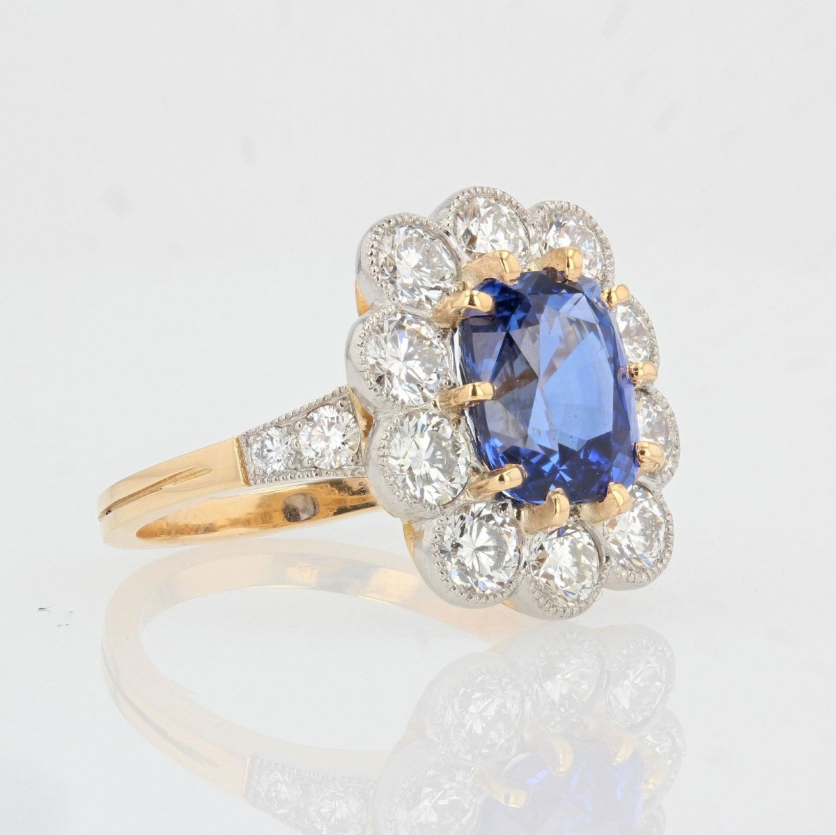 Sapphire Diamonds Pompadour Ring-photo-4