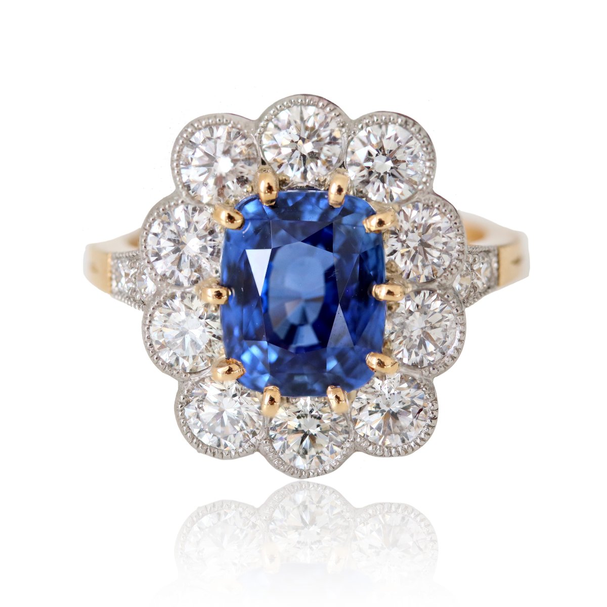 Sapphire Diamonds Pompadour Ring