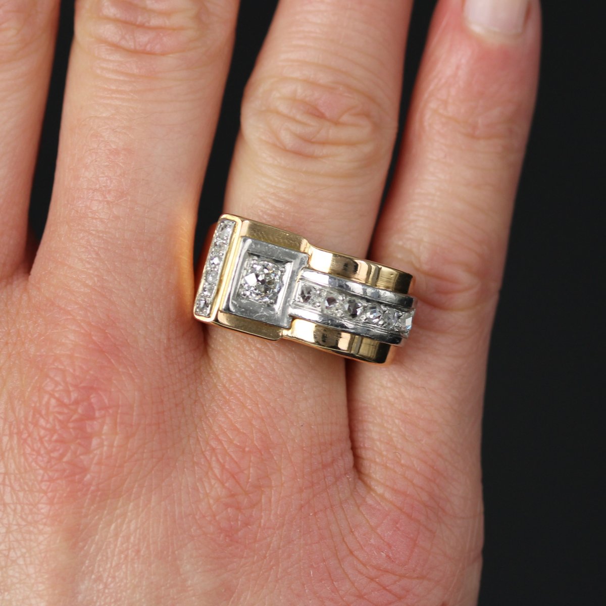 Bague Tank Diamants Asymétrique-photo-2