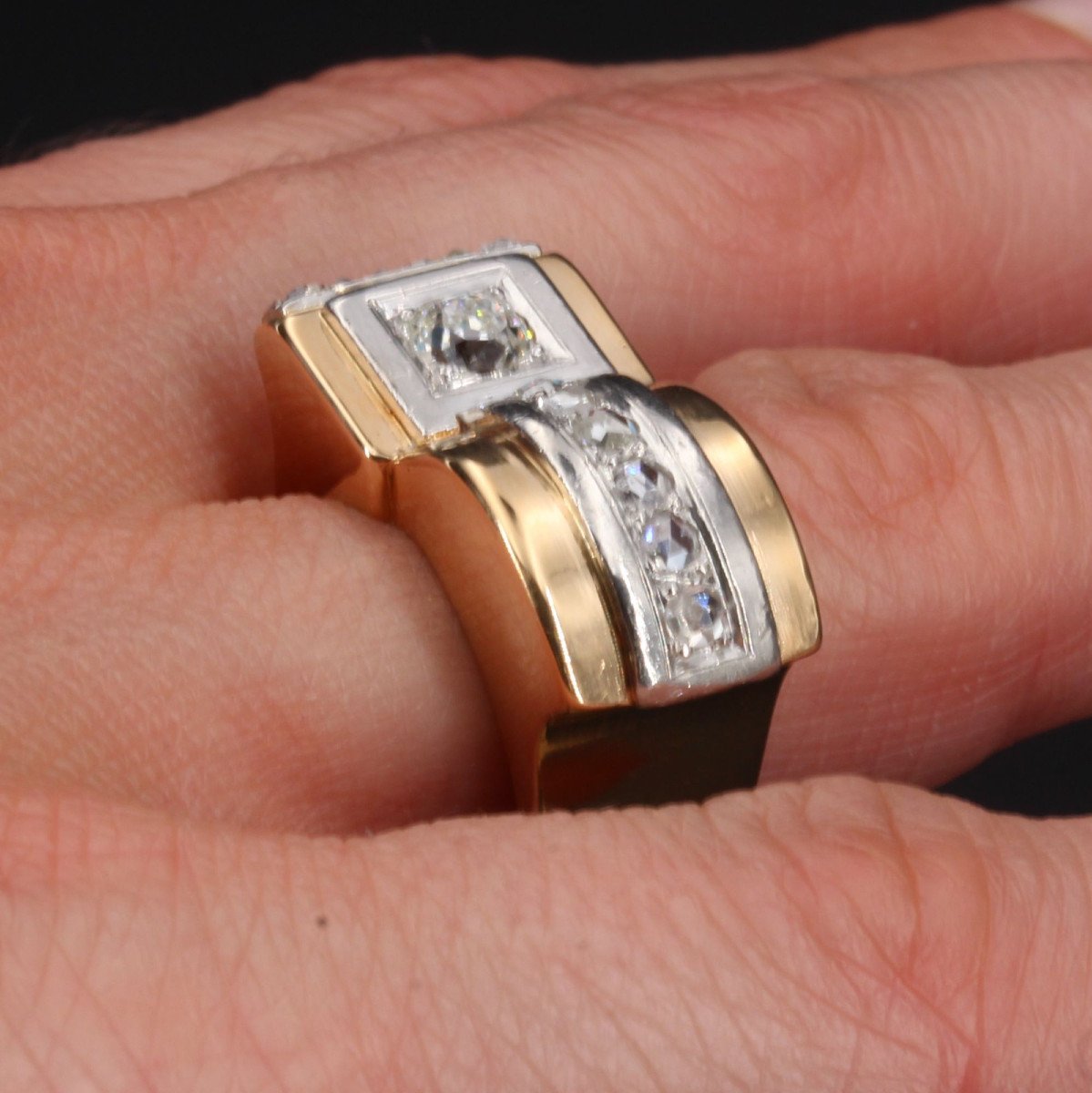 Bague Tank Diamants Asymétrique-photo-6