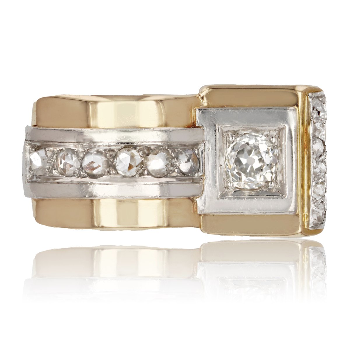 Bague Tank Diamants Asymétrique