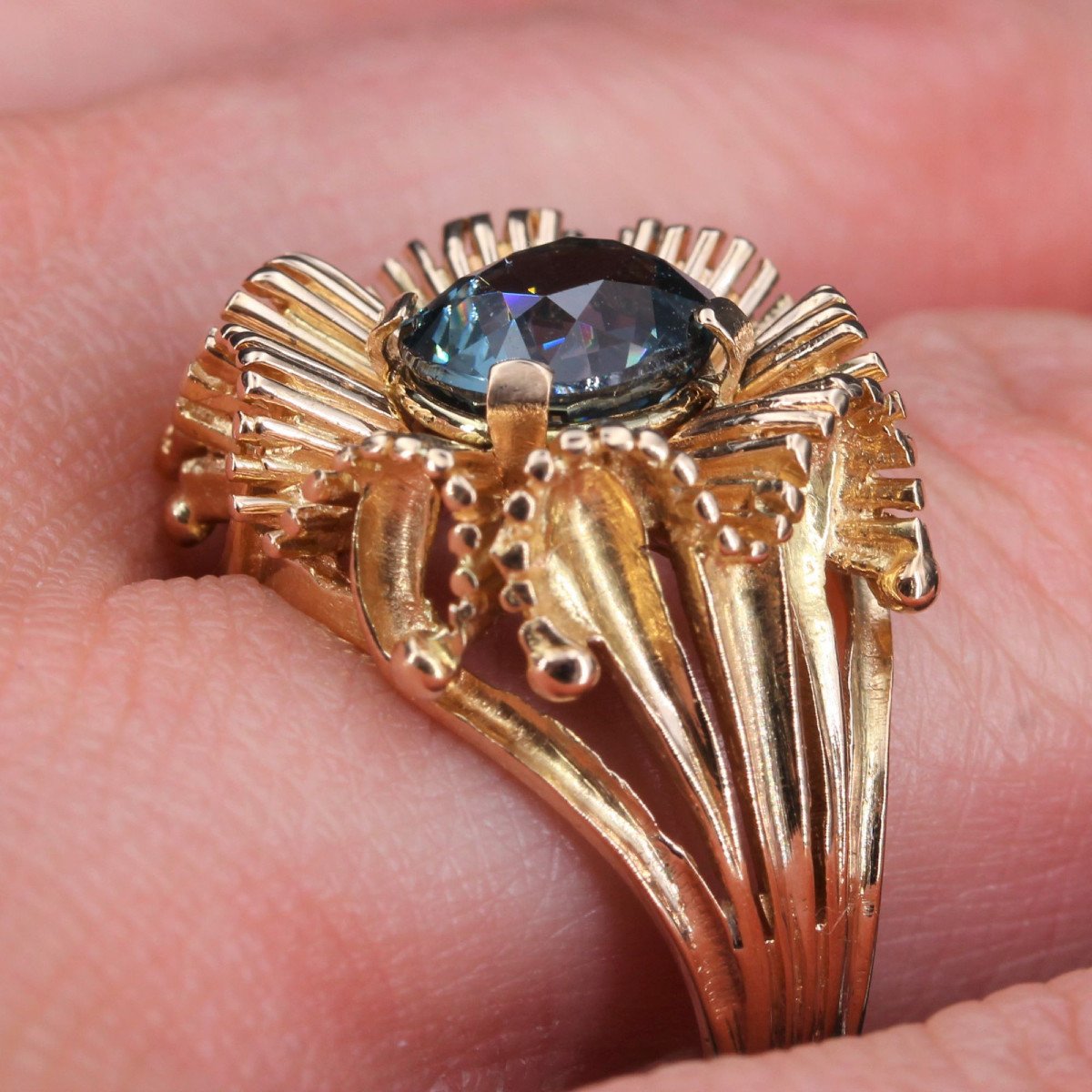 Bague Vintage Spinelle Coussin Naturel-photo-5