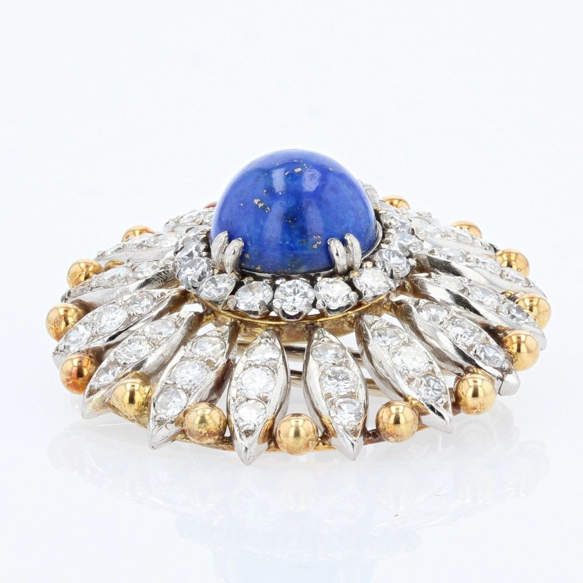 Broche Ancienne Lapis Lazuli Et Diamants-photo-3