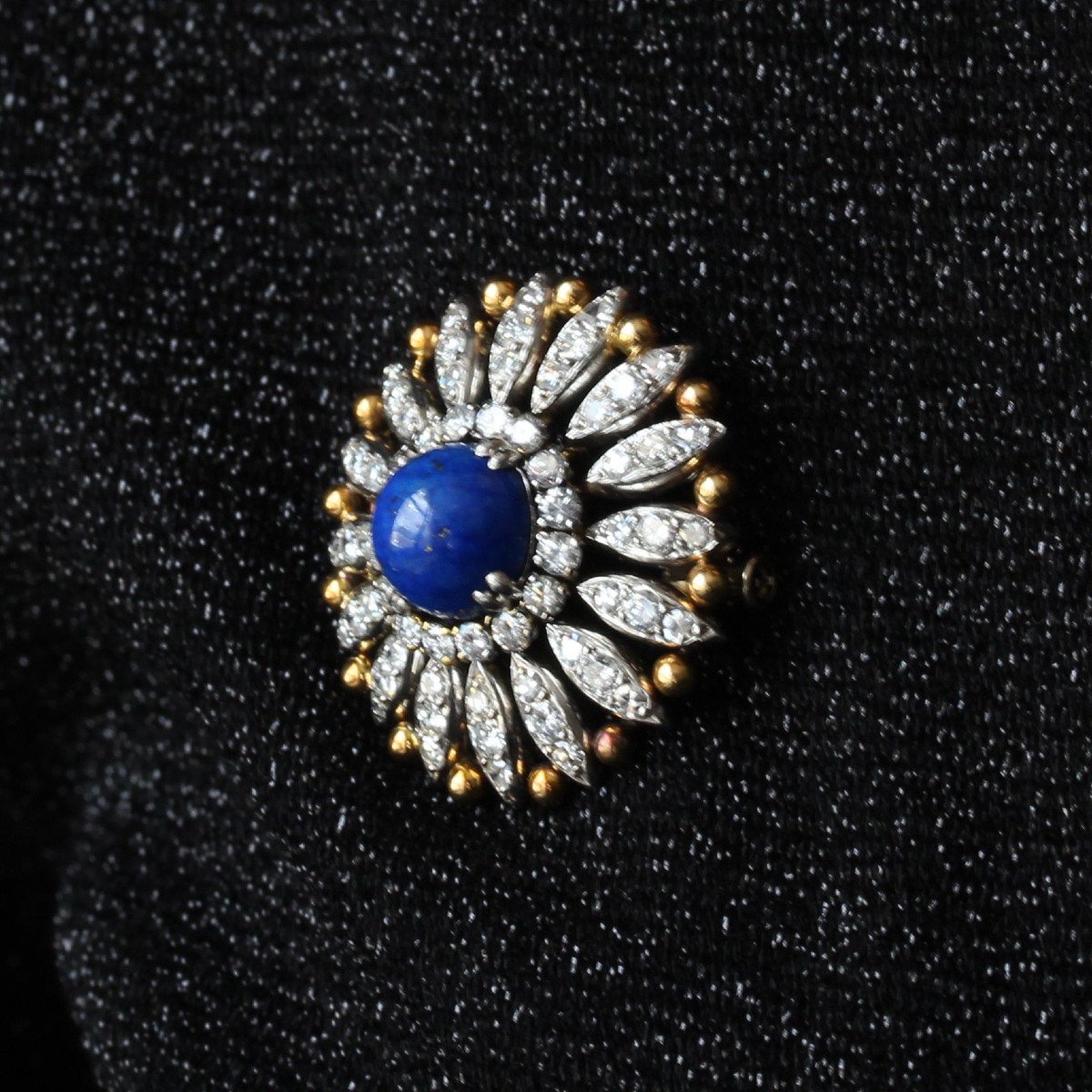 Broche Ancienne Lapis Lazuli Et Diamants-photo-1