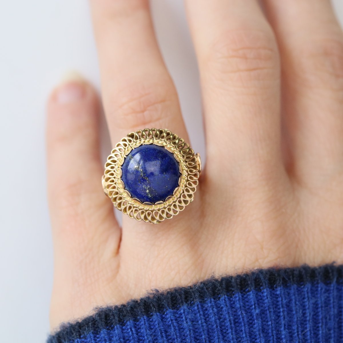 Vintage Lapis Lazuli And Gold Ring-photo-2