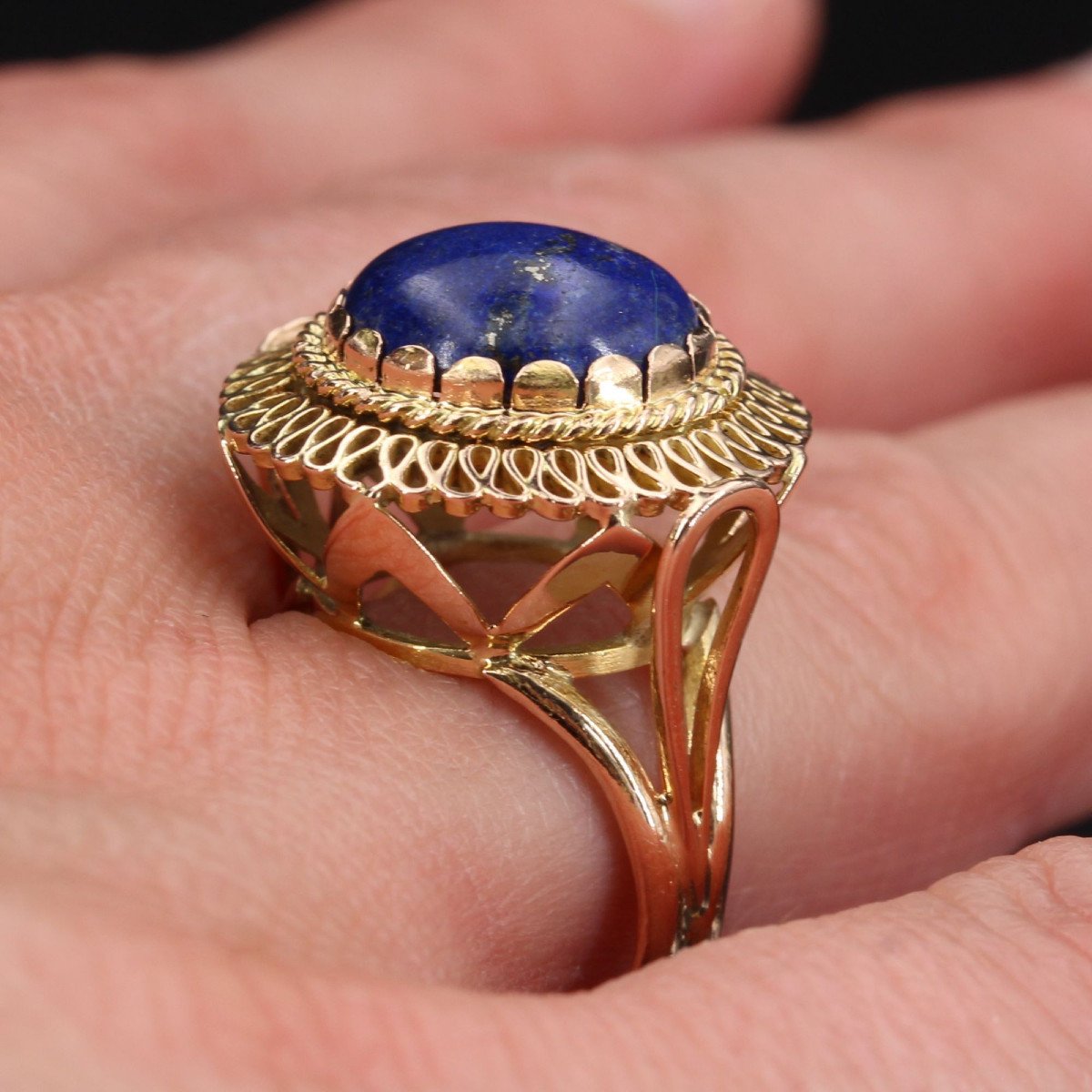 Vintage Lapis Lazuli And Gold Ring-photo-5
