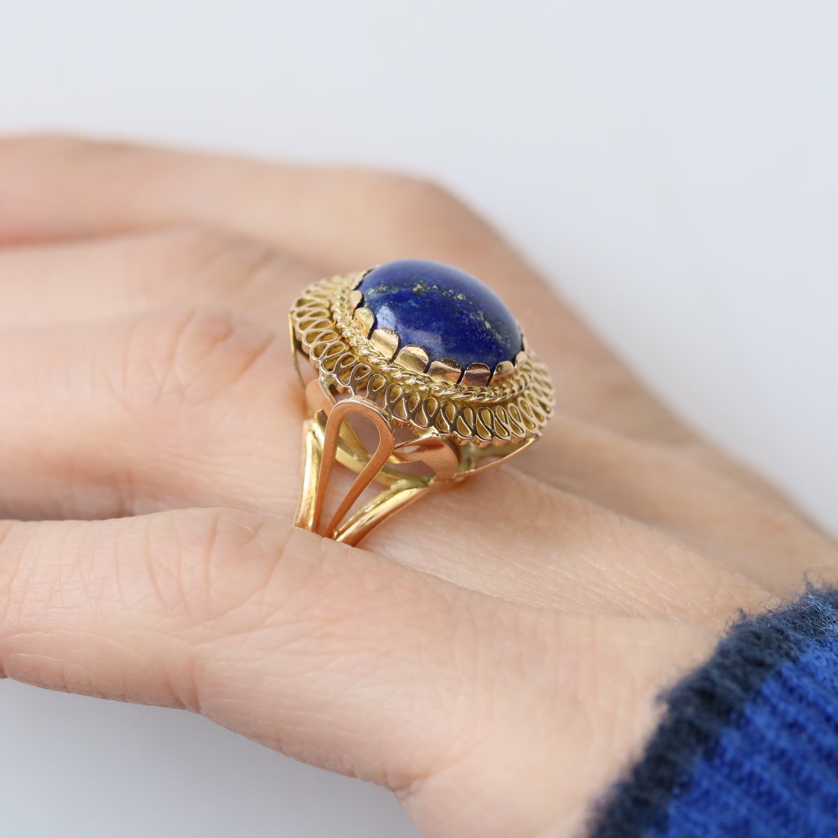 Vintage Lapis Lazuli And Gold Ring-photo-7