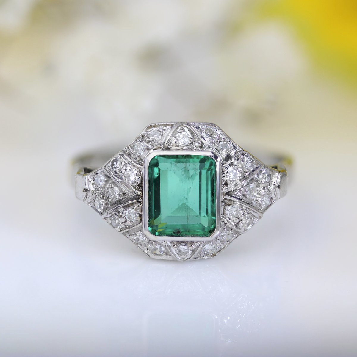 Emerald And Diamond Art Deco Ring-photo-3