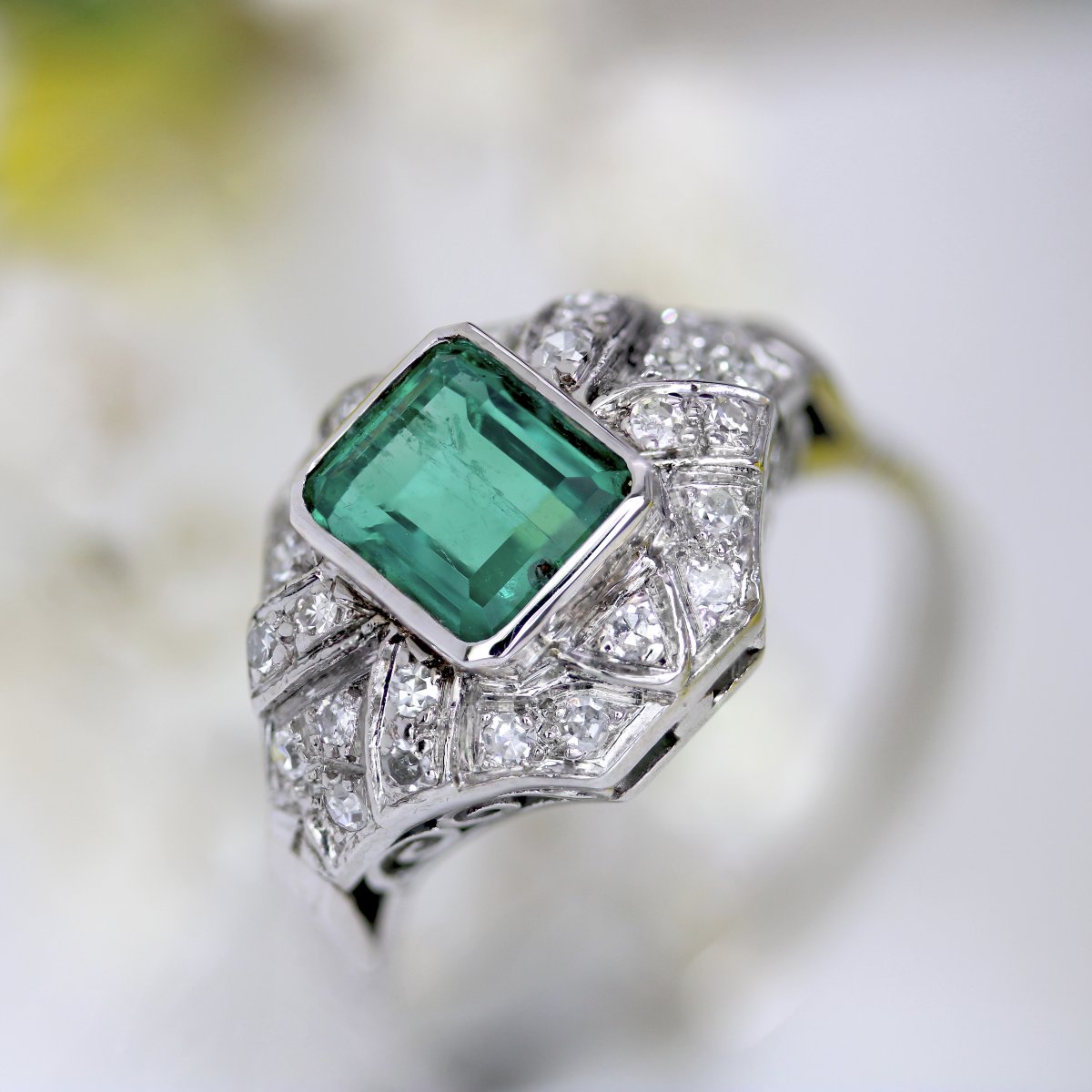 Emerald And Diamond Art Deco Ring-photo-4