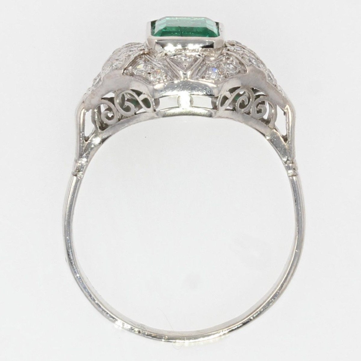 Emerald And Diamond Art Deco Ring-photo-8