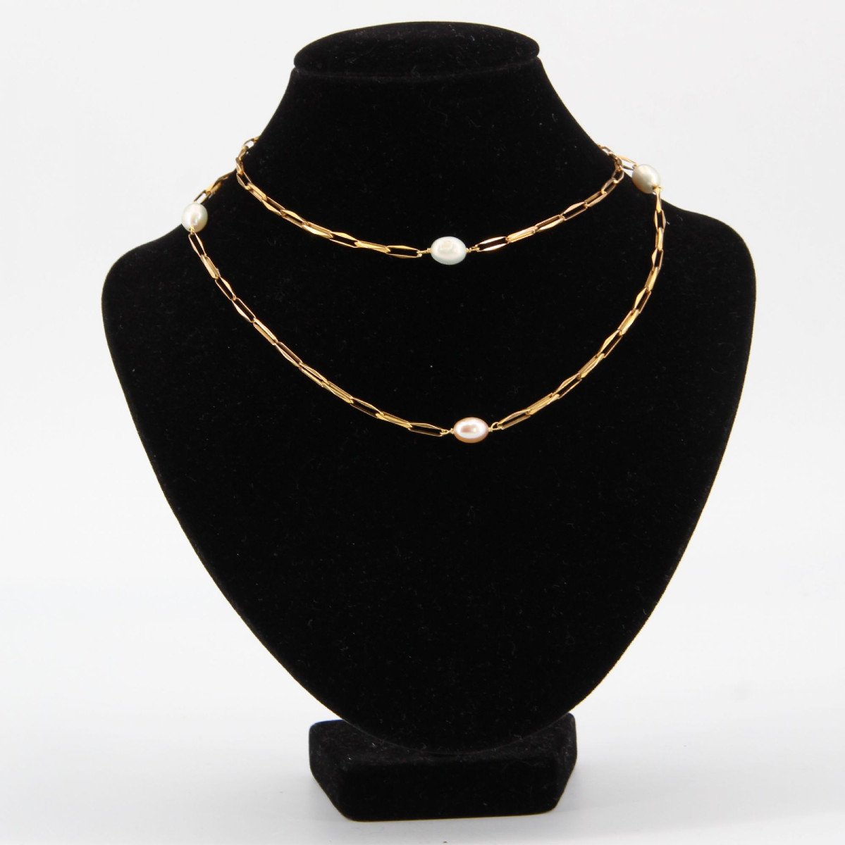 White And Pink Pearls Gold Necklace-photo-5