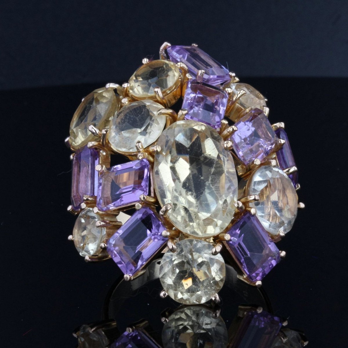 Amethysts And Citrines Ring In Gold-photo-3