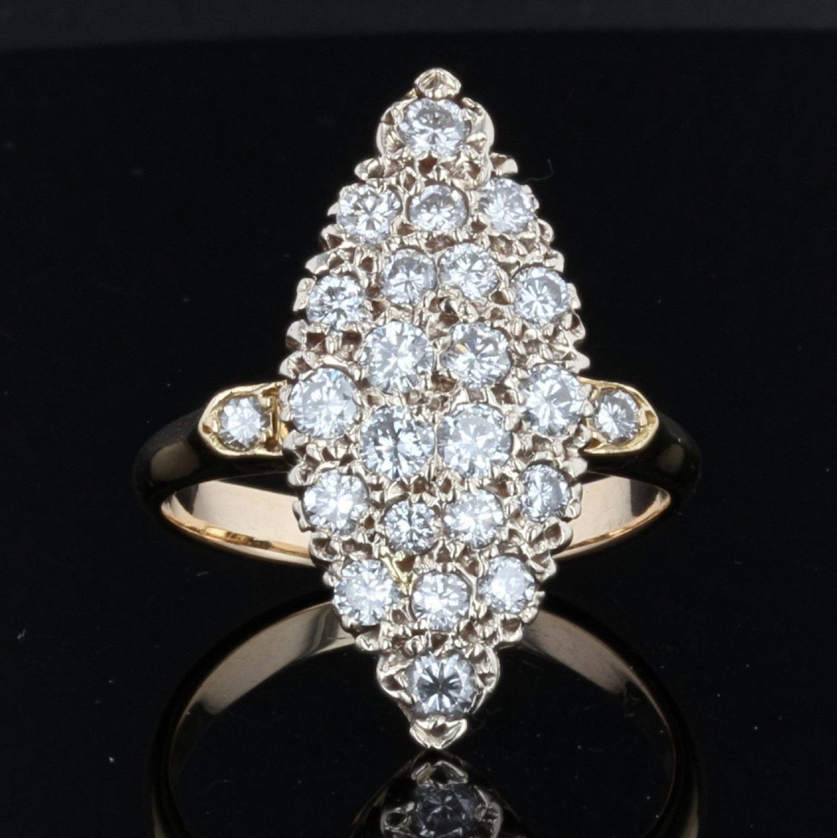 Bague Marquise Diamants Vintage-photo-3