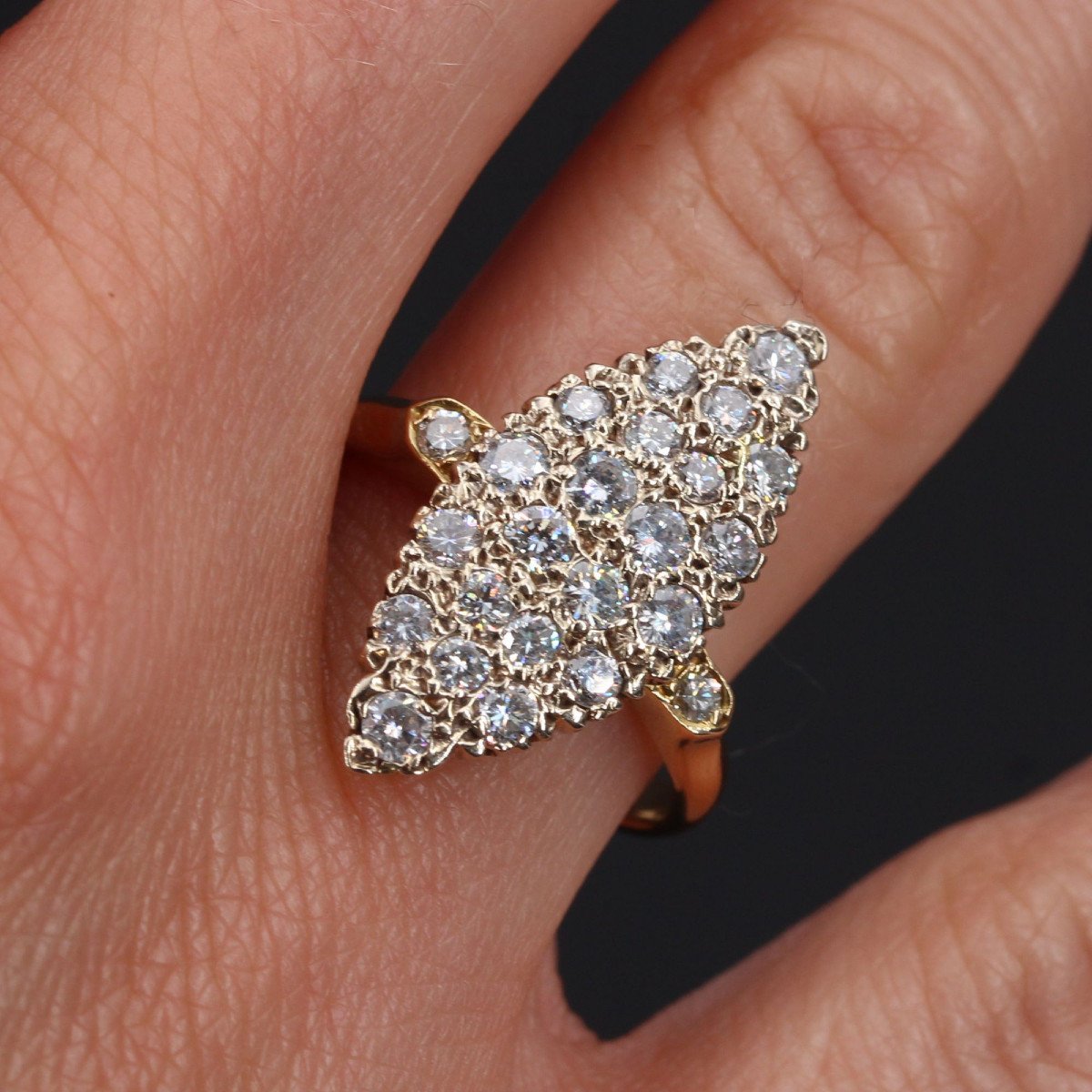 Bague Marquise Diamants Vintage-photo-1