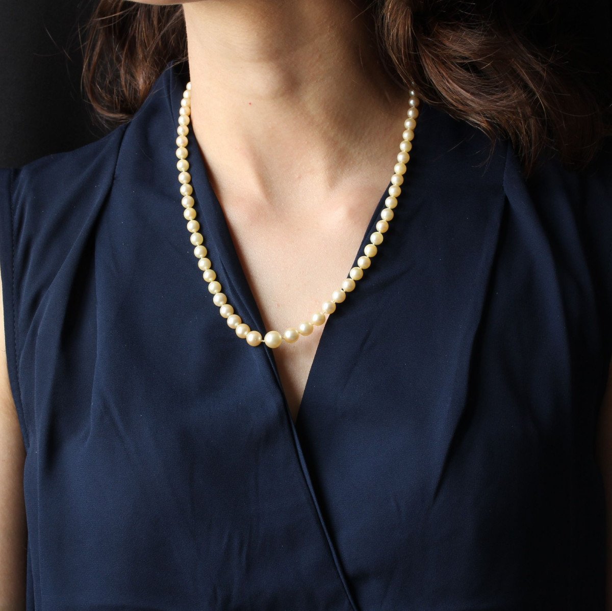 Necklace Falling Golden Cultured Pearls-photo-4