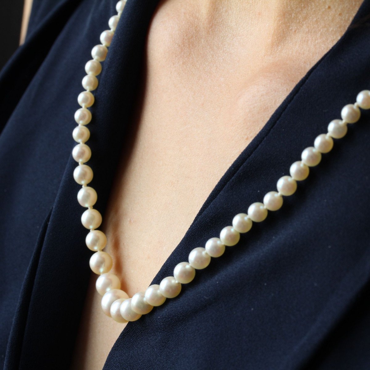 Collier En Chute De Perles à l'Orient Blanc Nacré-photo-1