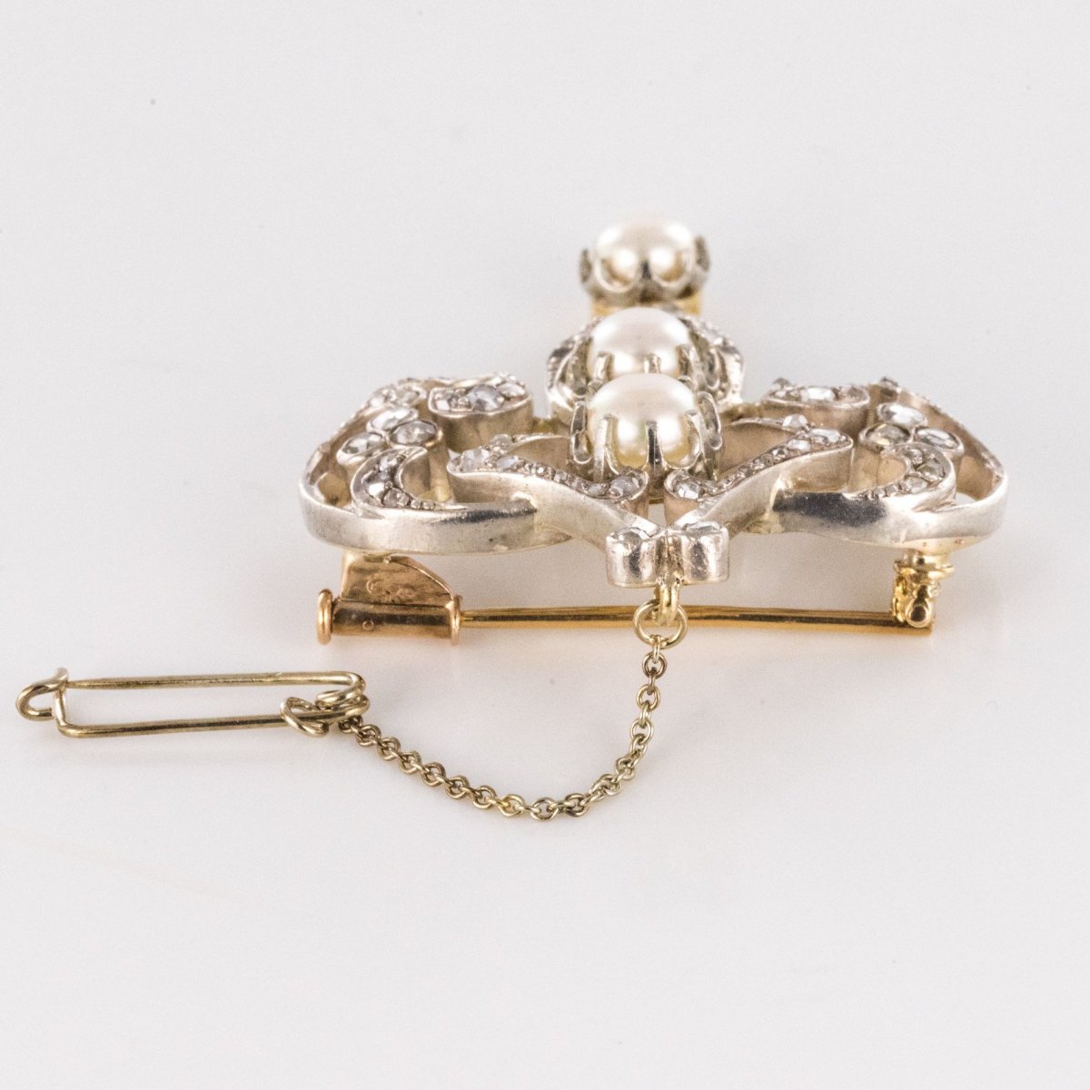 Broche Ancienne Perles Et Diamants-photo-3