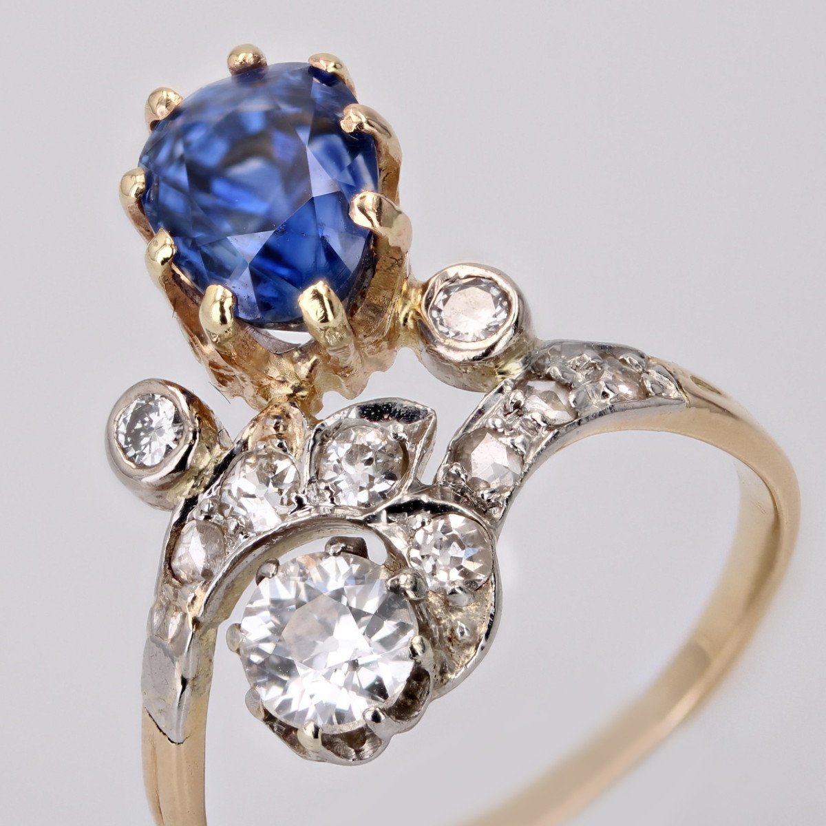 Old Sapphire Diamond Duchess Ring-photo-4