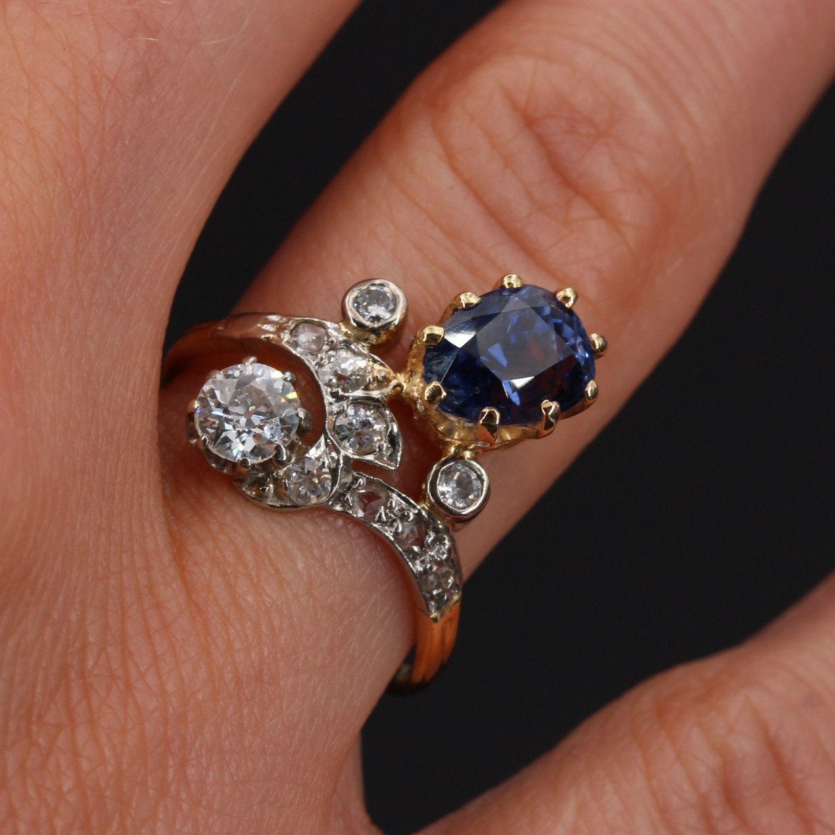 Old Sapphire Diamond Duchess Ring-photo-2