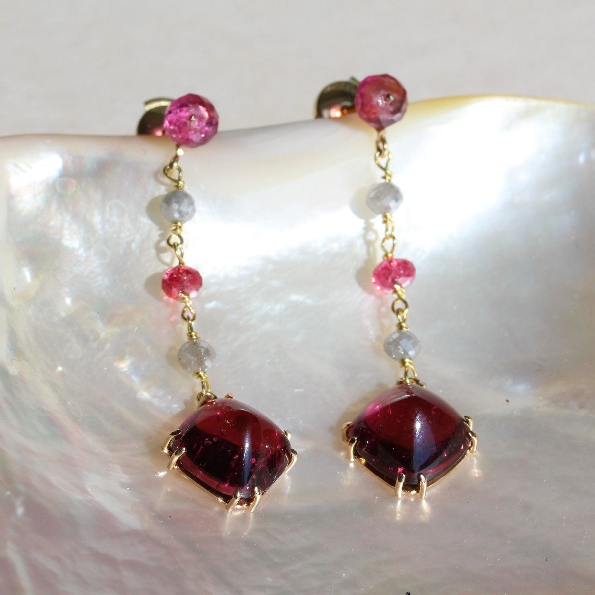 Spinel And Diamond Tourmaline Drop Earrings-photo-1