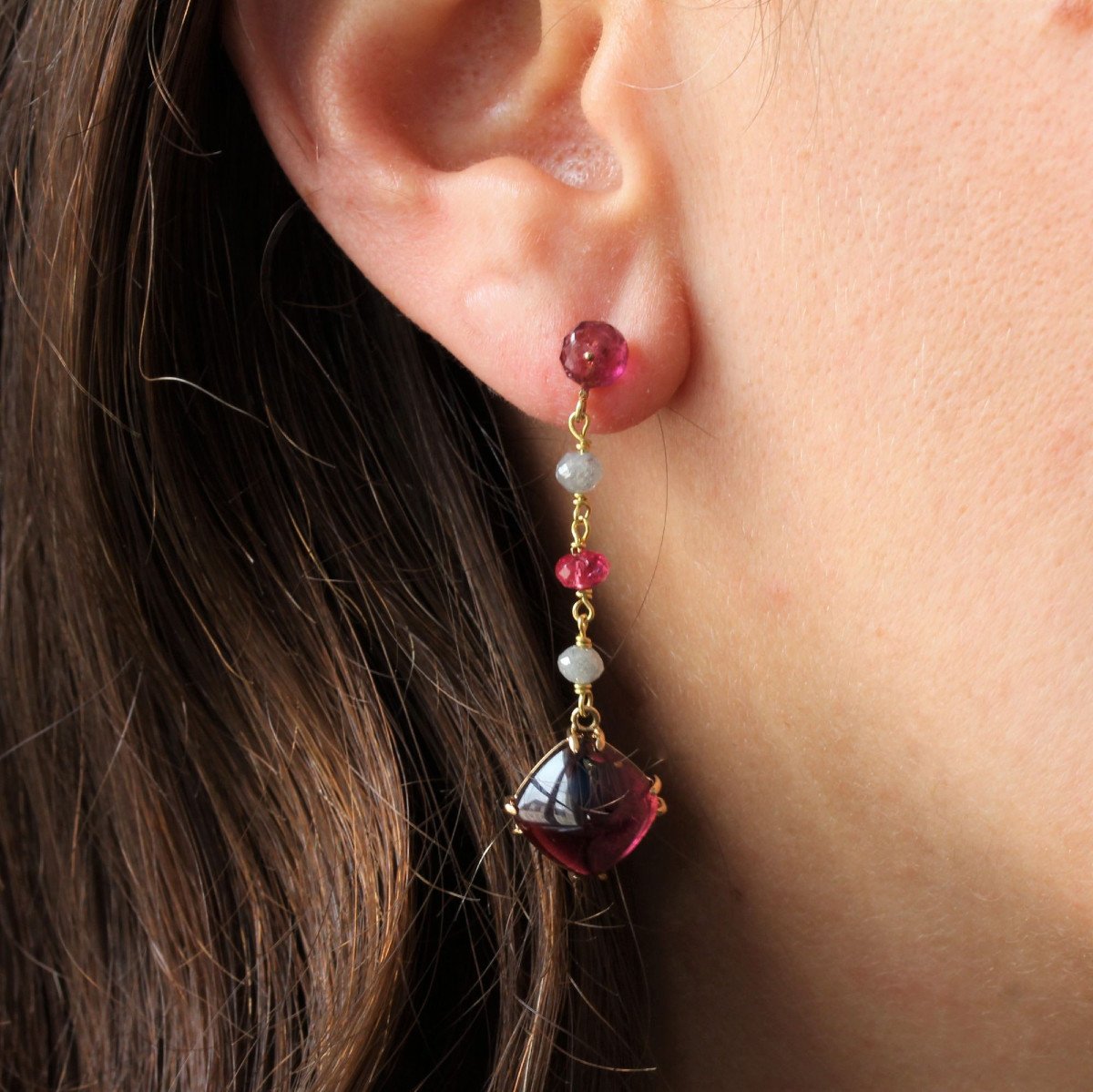 Spinel And Diamond Tourmaline Drop Earrings-photo-6
