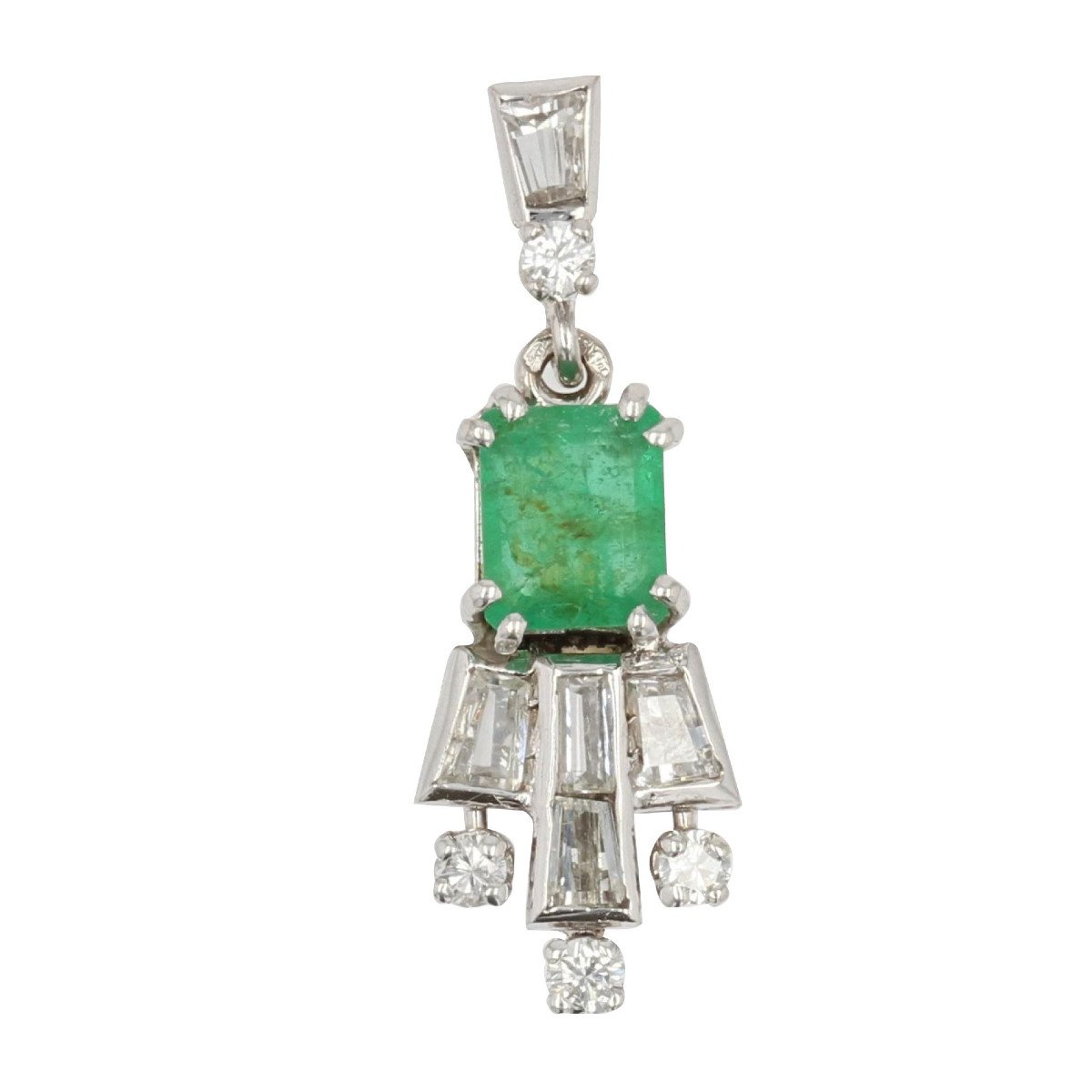 Vintage Diamond Emerald Pendant
