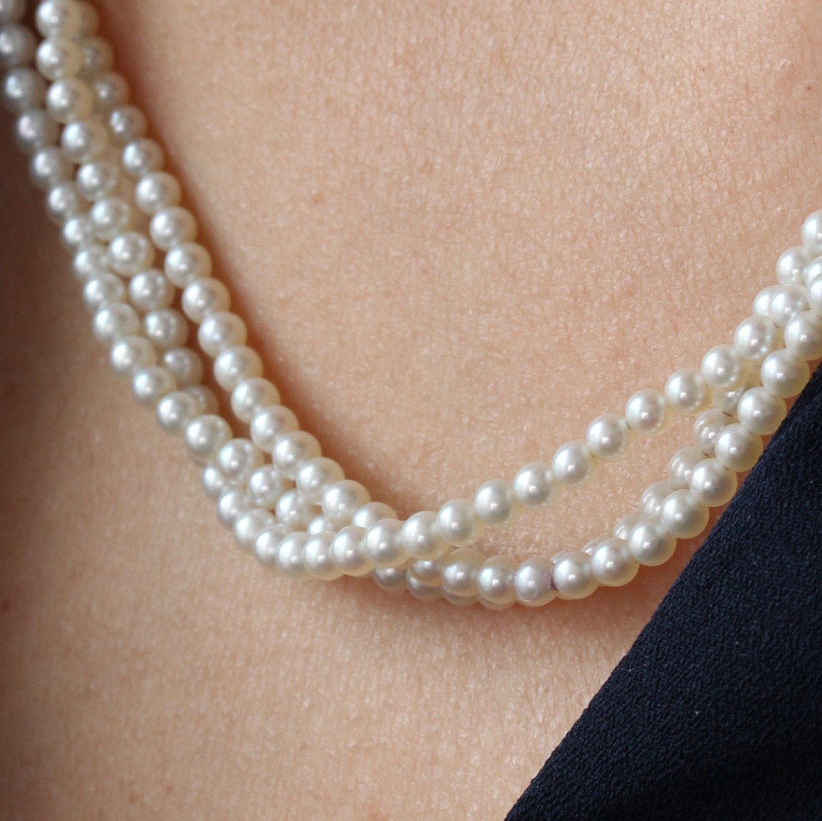 Cultured Pearl Necklace And Old Gold Clasp-photo-2